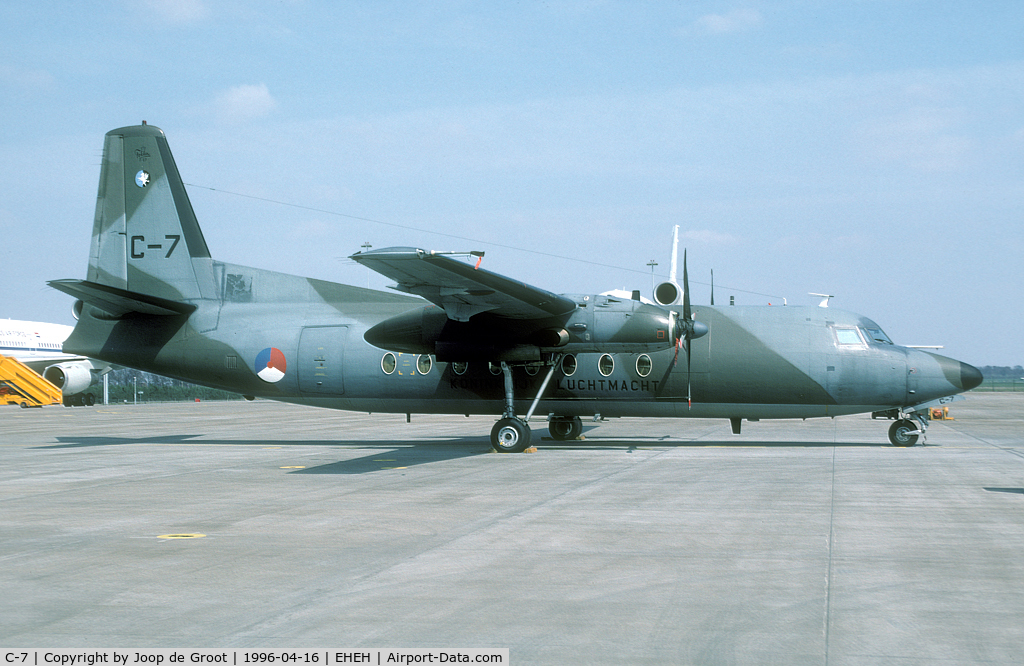 C-7, 1960 Fokker F-27-300M Troopship C/N 10157, C-7 was one of the last active Troopships. In the background are both Dutch KDC-10, that were brand new at the time.