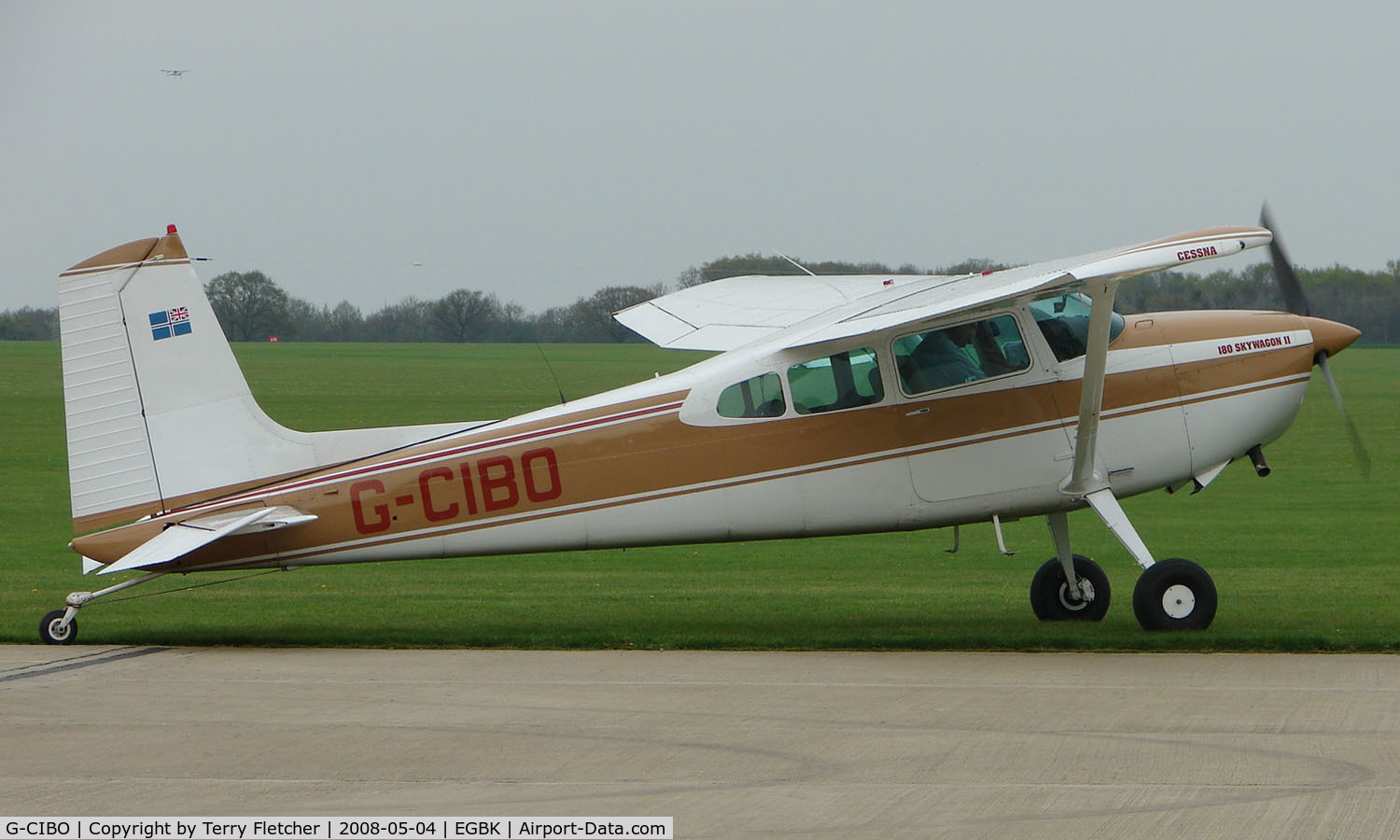 G-CIBO, 1981 Cessna 180K Skywagon C/N 18053177, Visitor to the Sywell GA scene on Tiger Moth Fly-in Day in May 2008