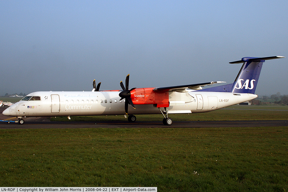 LN-RDF, 2000 De Havilland Canada DHC-8-402Q Dash 8 C/N 4021, At Flybe H.Q. Exeter for maintenance or change of identity?