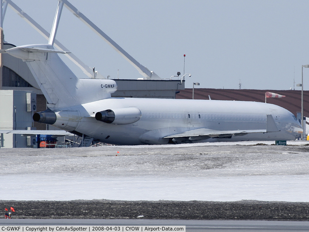 C-GWKF, 1976 Boeing 727-243 C/N 21270, Kelowna Flight Craft 727 with winglets parked at the Purolator Courier ramp