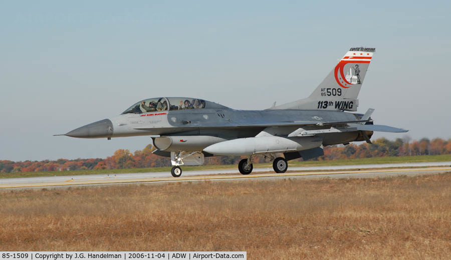 85-1509, 1985 General Dynamics F-16D Fighting Falcon C/N 5D-31, F-16D D.C. Air National Guard