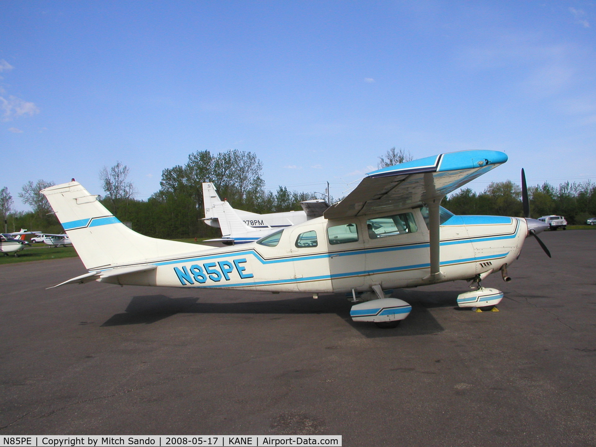N85PE, 1975 Cessna TU206F Turbo Stationair C/N U20602774, Parked on the ramp at Cirrus Flight Operations.