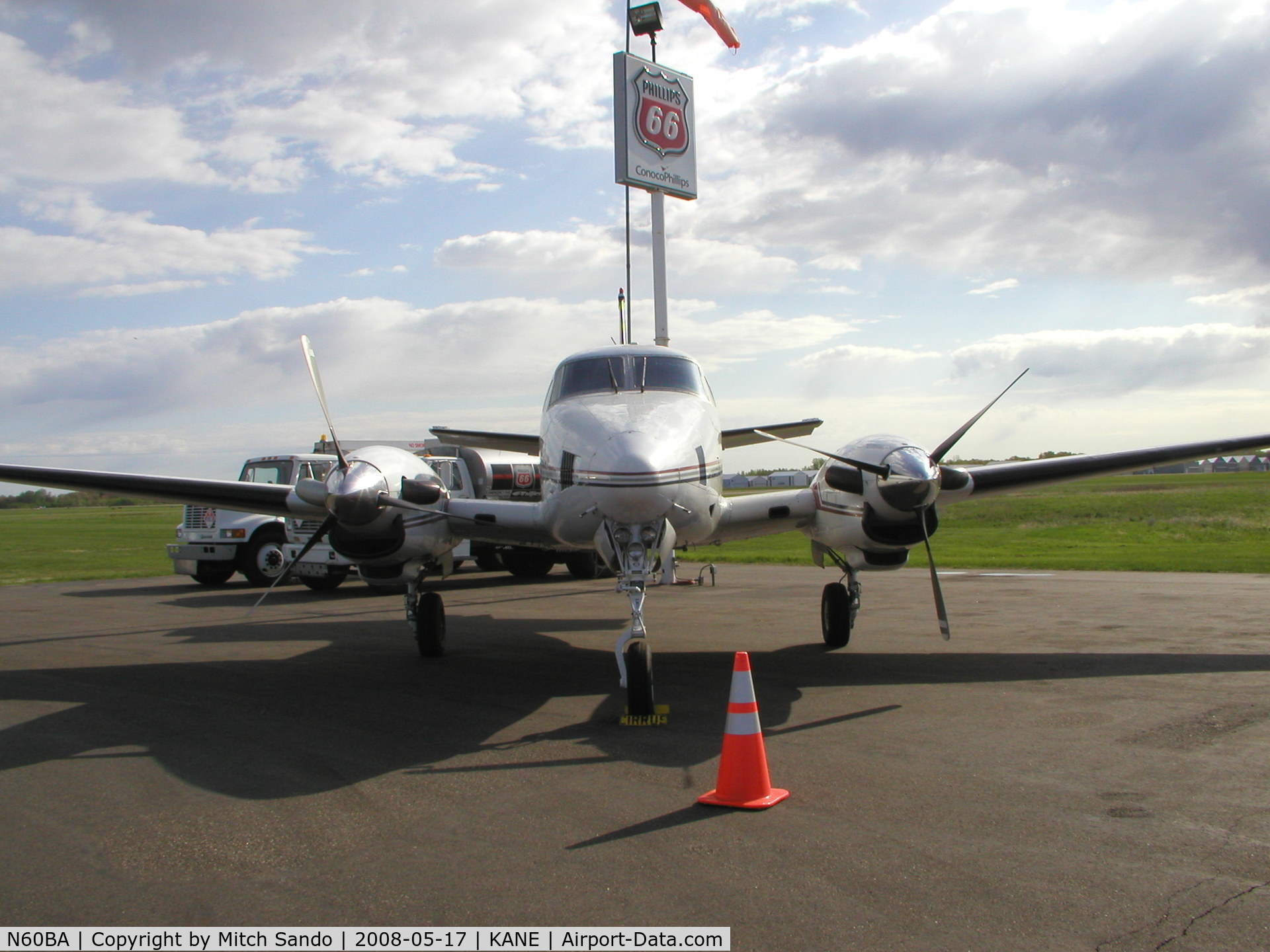 N60BA, Beech E-90 King Air C/N LW-79, Parked on the ramp at Cirrus Flight Operations.