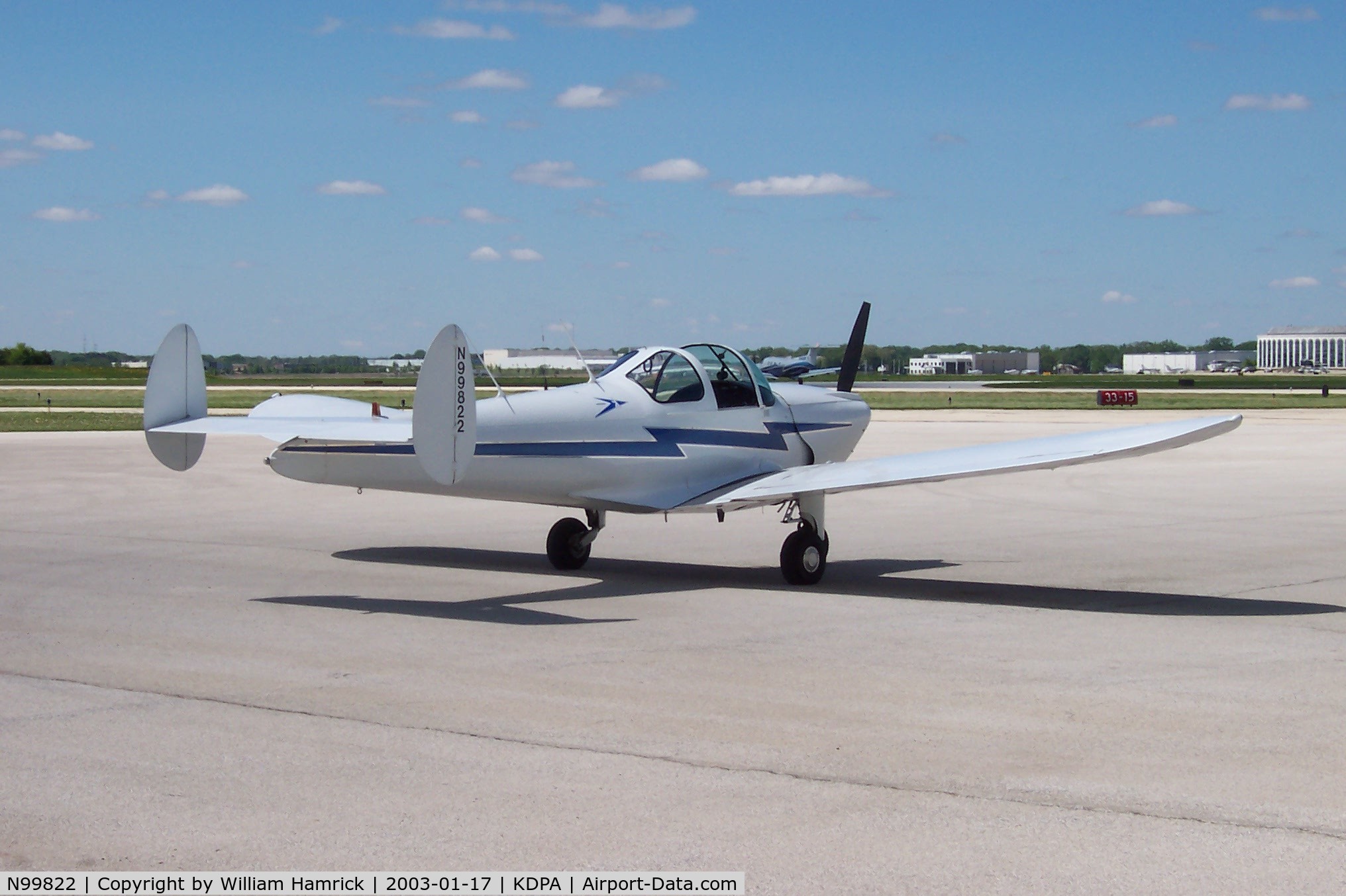 N99822, 1946 Erco 415D Ercoupe C/N 2445, On the Fire Station Ramp at DuPage