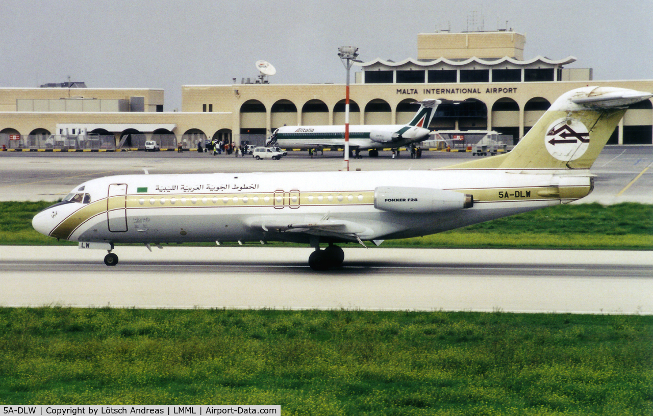 5A-DLW, 1983 Fokker F-28-4000 Fellowship C/N 11194, Lybian Arab Airlines scanned from paperpicture