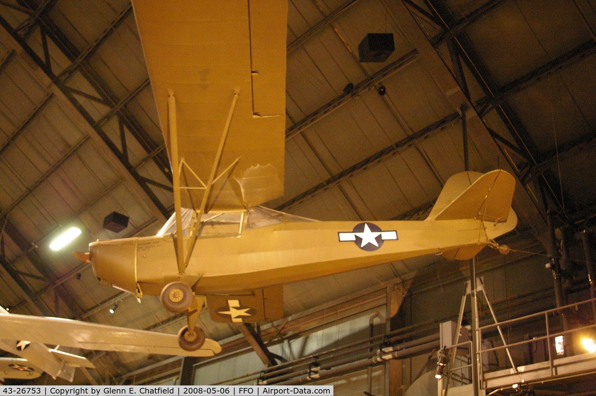 43-26753, 1943 Taylorcraft L-2M Grasshopper C/N L-6065?, Hanging from the ceiling in the National Museum of the U.S. Air Force