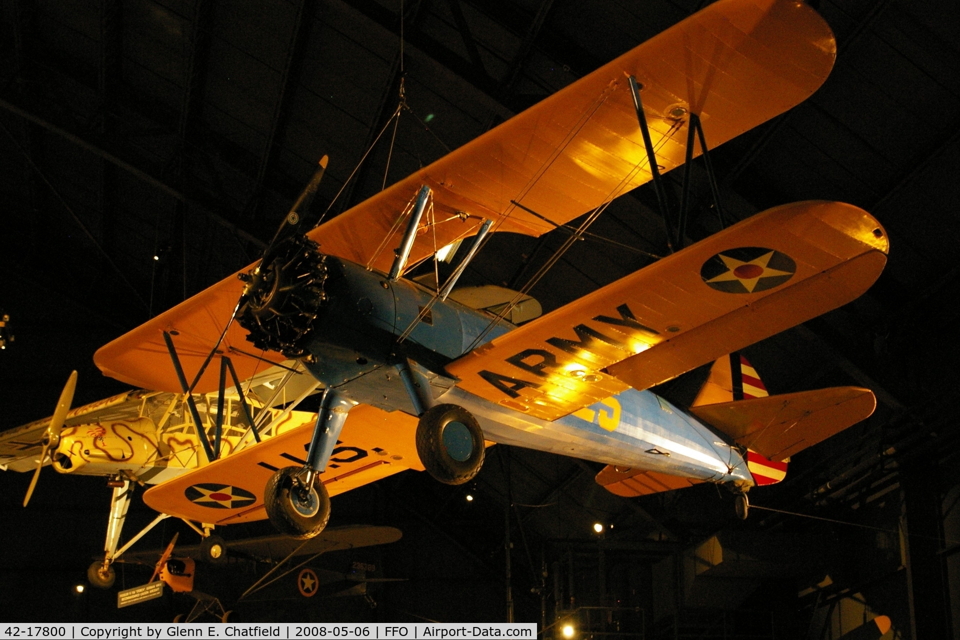 42-17800, Boeing PT-13D Kaydet (E75) C/N 75-5963, Hanging from the ceiling in the National Museum of the U.S. Air Force