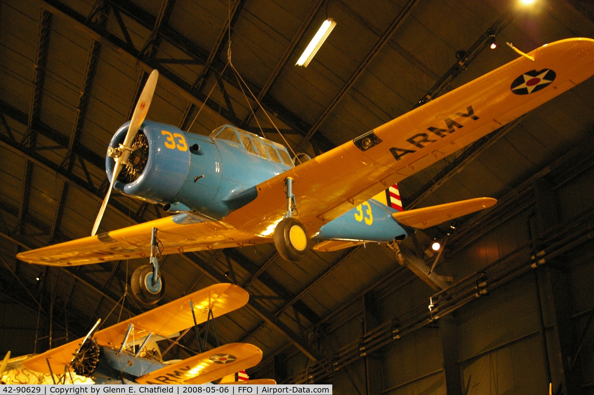 42-90629, 1942 Vultee BT-13B Valiant C/N 79-1706, Hanging from the ceiling in the National Museum of the U.S. Air Force
