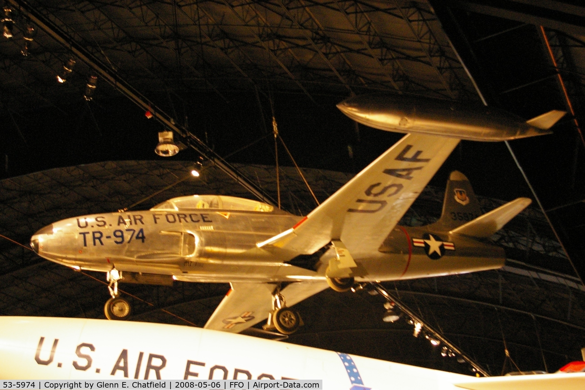 53-5974, 1953 Lockheed T-33A-5-LO Shooting Star C/N 580-9456, Hanging from the ceiling in the National Museum of the U.S. Air Force