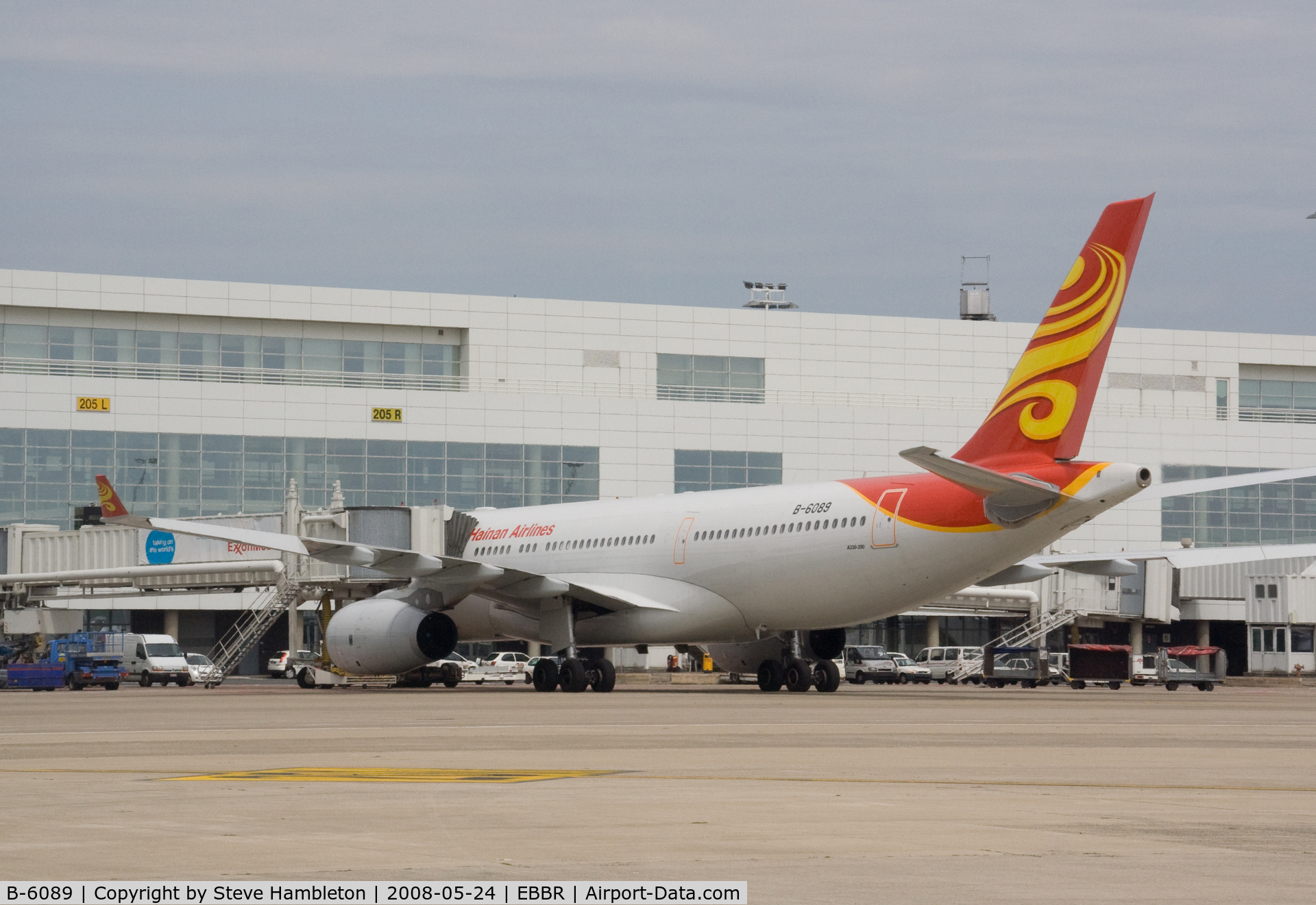 B-6089, 2008 Airbus A330-243 C/N 919, Hainan Airlines A330 taken from the transfer bus at Brussels