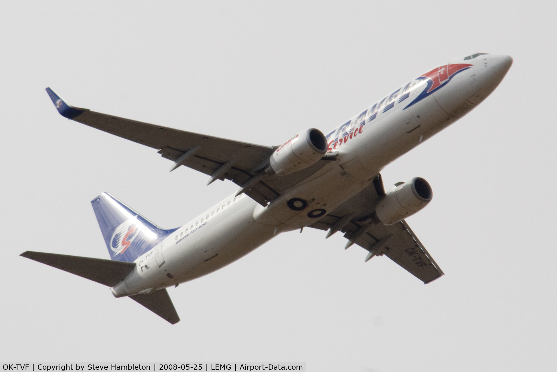 OK-TVF, 2005 Boeing 737-8FH C/N 29669, Approaching Malaga with 11 miles to run