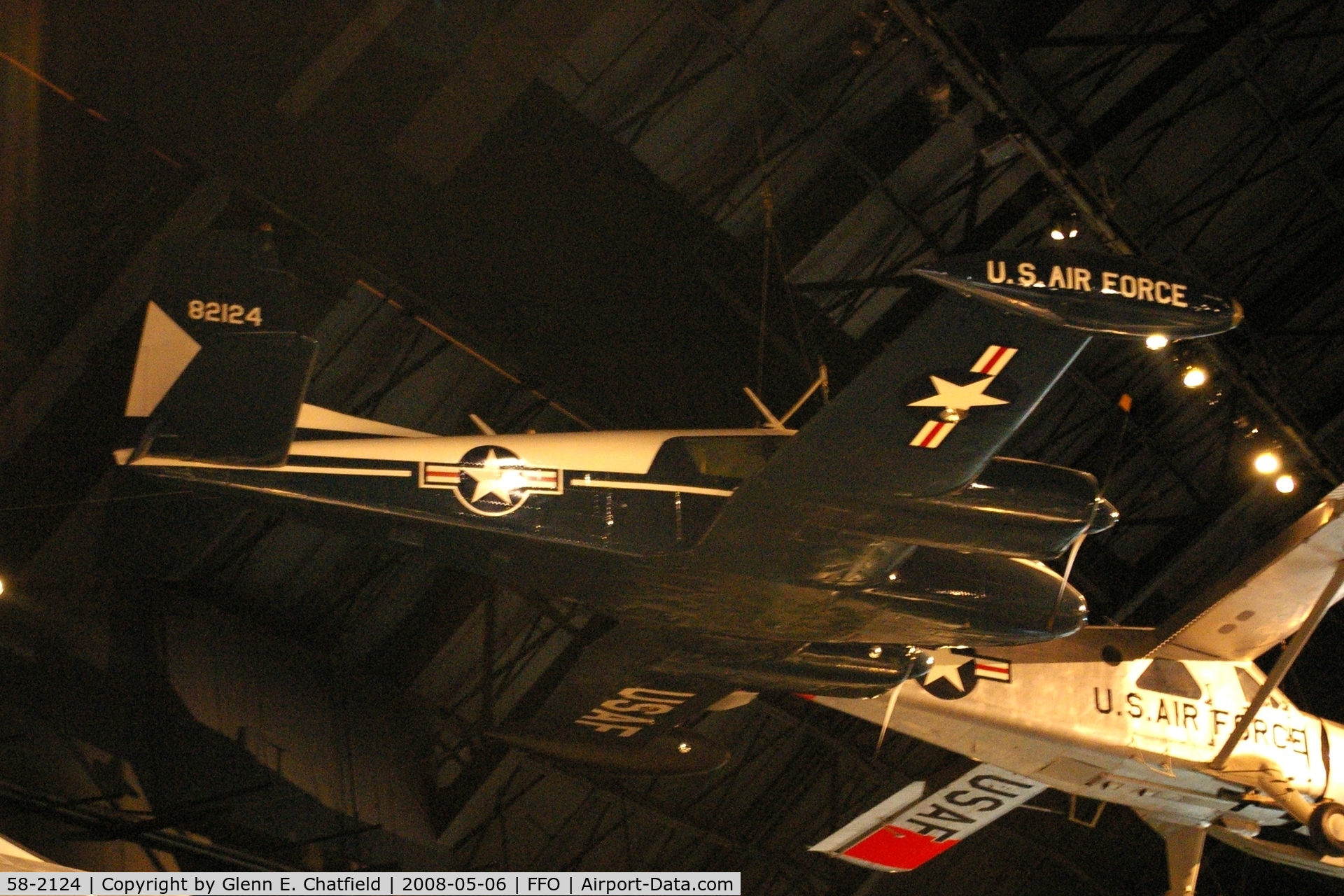 58-2124, 1958 Cessna U-3A Blue Canoe (310A) C/N 38098, Hanging from the ceiling in the National Museum of the U.S. Air Force