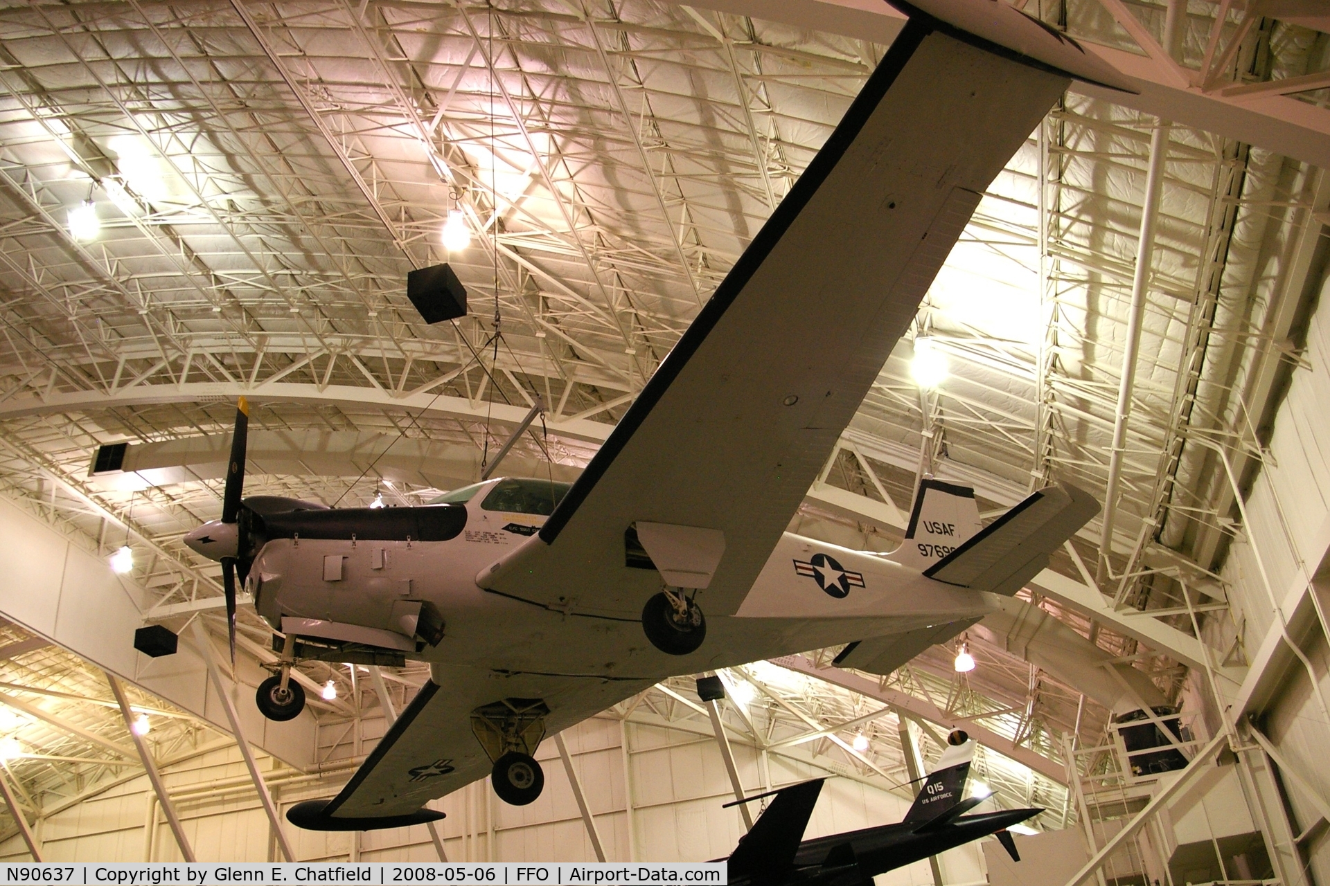N90637, 1969 Beech QU-22B C/N EB-7 (69-7699), Hanging from the ceiling in the National Museum of the U.S. Air Force
