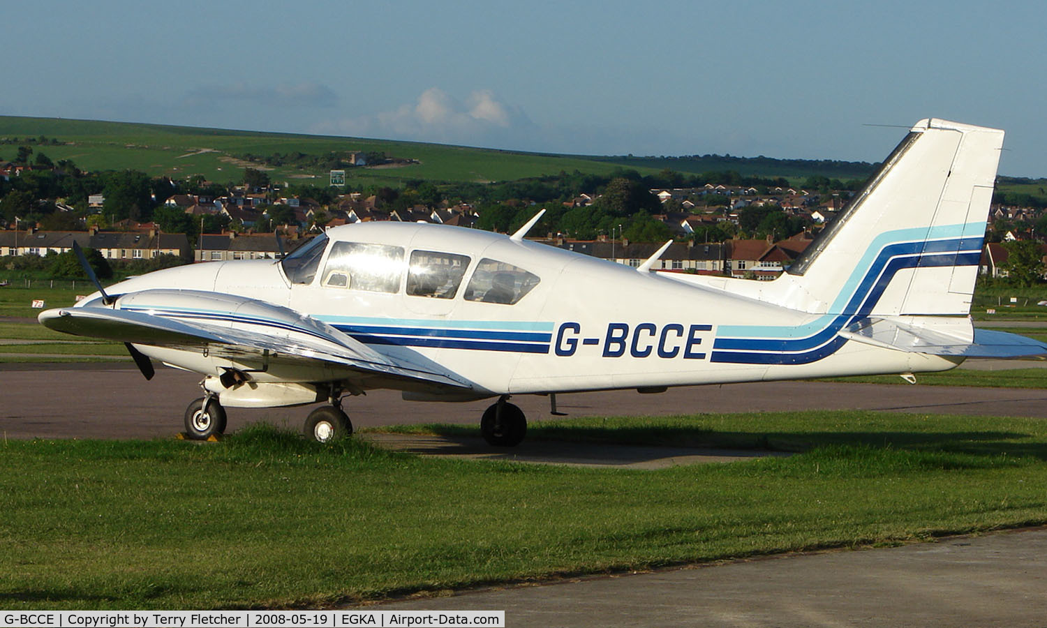 G-BCCE, 1973 Piper PA-23-250 Aztec E C/N 27-7405282, A pleasant May evening at Shoreham Airport , Sussex , UK