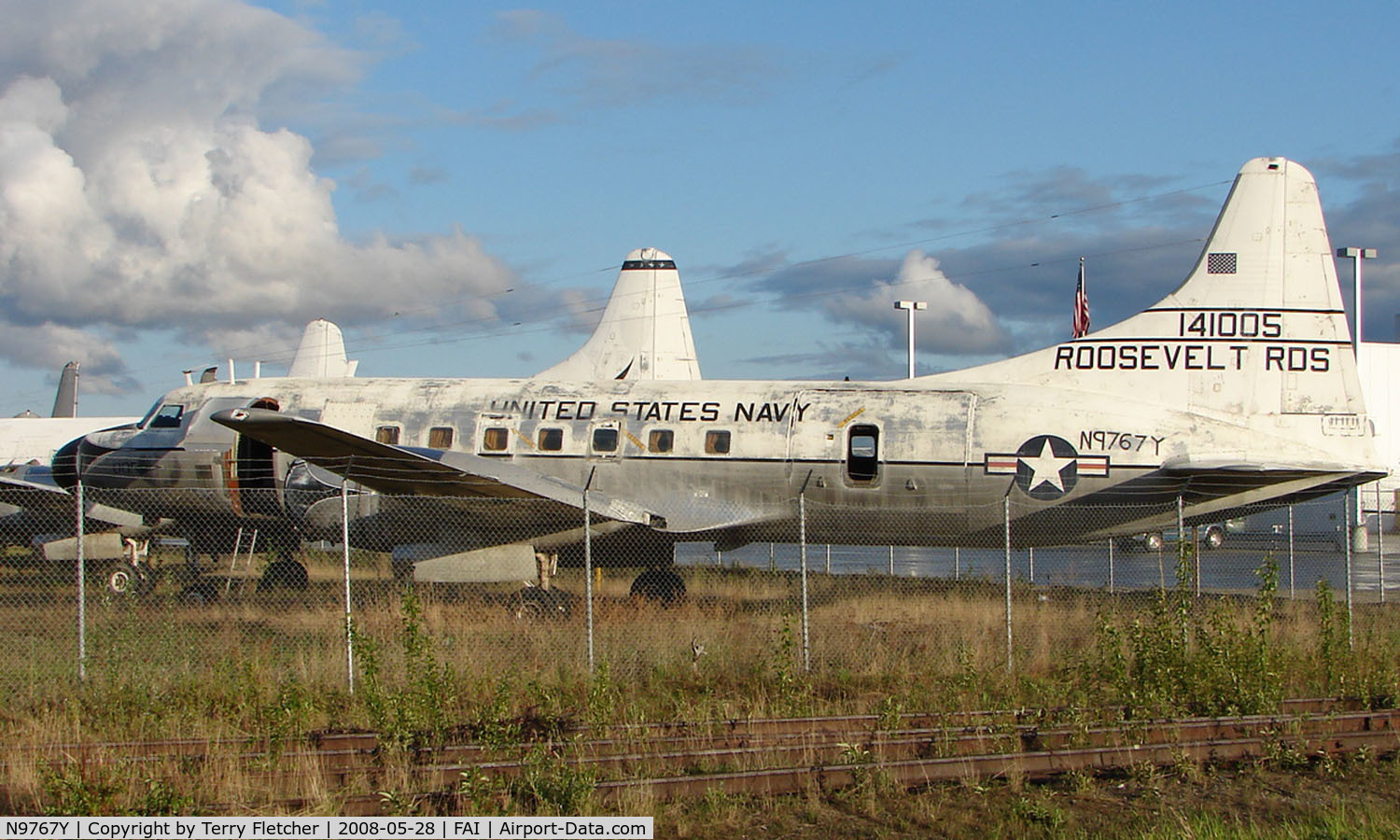 N9767Y, 1955 Convair C-131F (R4Y-1) Samaritan C/N 288, Convair C131F stored on Everts ramp at Fairbanks