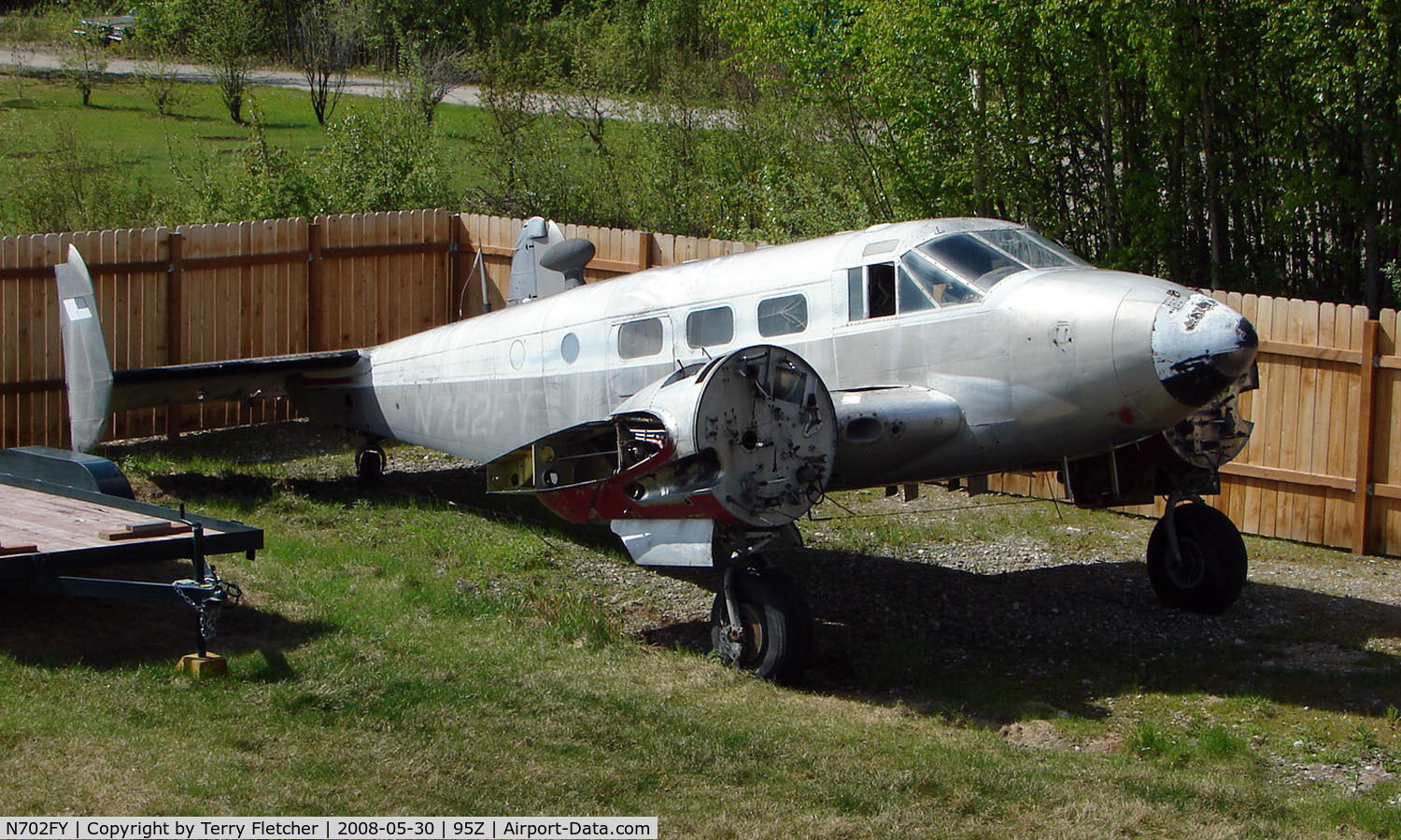 N702FY, 1951 Beech C-45H Expeditor C/N AF-326, Stored C-45 sits in a private lot just off Bradley Skyranch , North Pole , AK