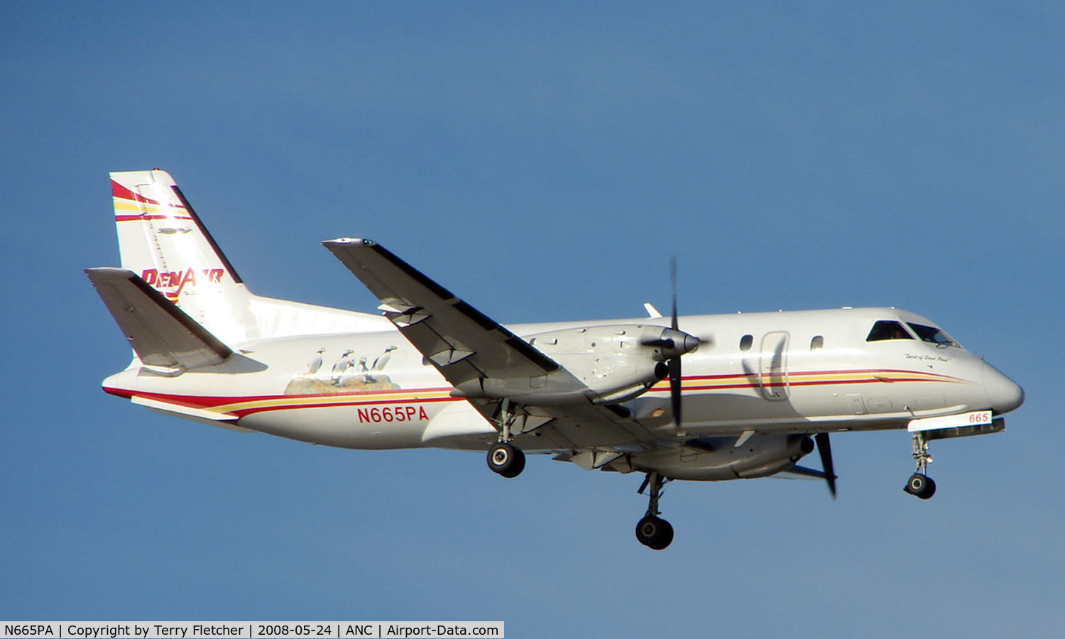 N665PA, 1990 Saab 340B C/N 340B-181, Penair Saab 340 about to land at Anchorage