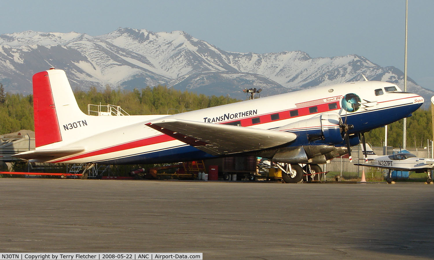 N30TN, 1940 Douglas Super DC-3S (Super DC-3) C/N 43159, Trans Northern DC3 at Anchorage Int