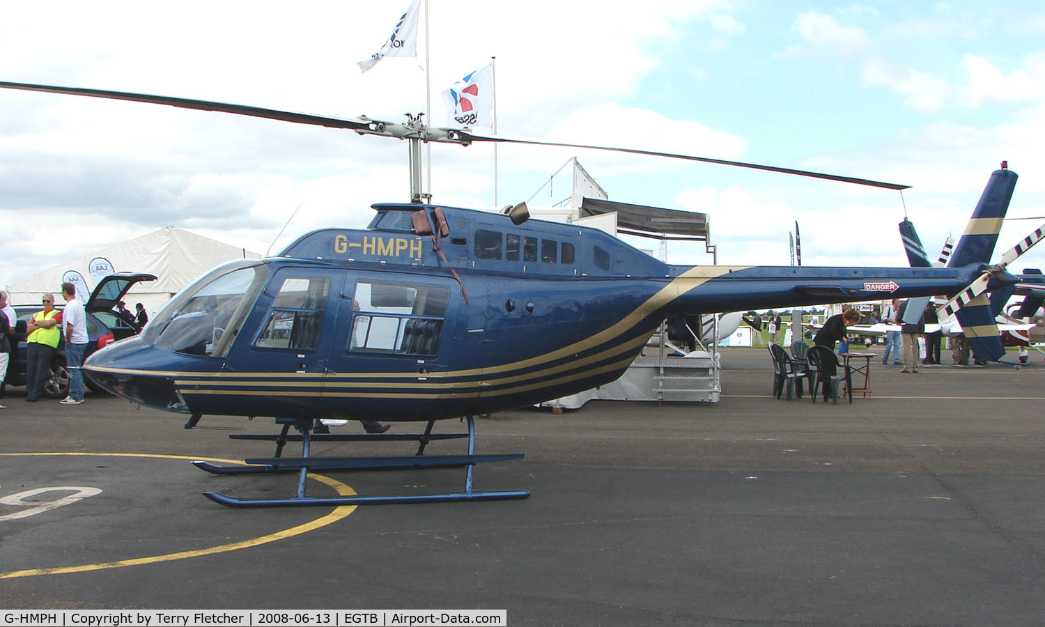 G-HMPH, 1973 Bell 206B JetRanger II C/N 1232, Aircraft on static display at AeroExpo 2008 at Wycombe Air Park , Booker , United Kingdom