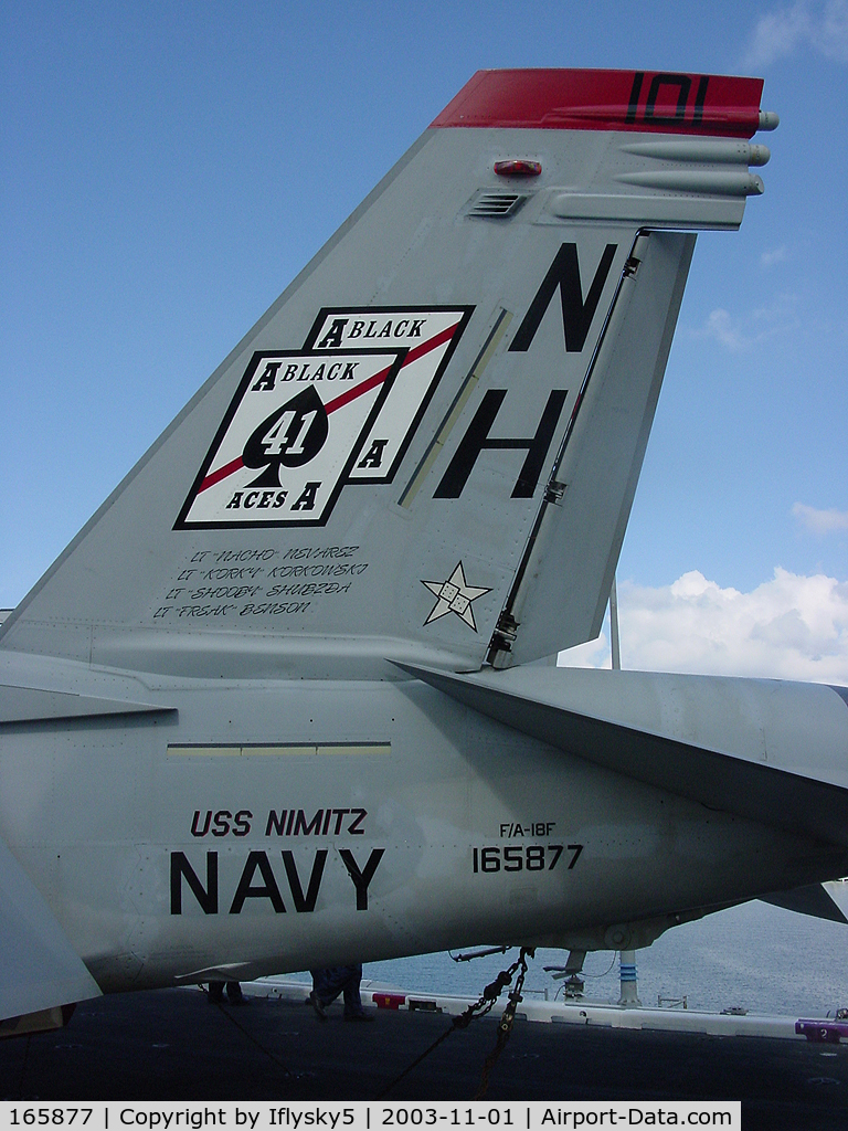 165877, Boeing F/A-18F Super Hornet C/N F037, USN FA-18F CAG bird tail
