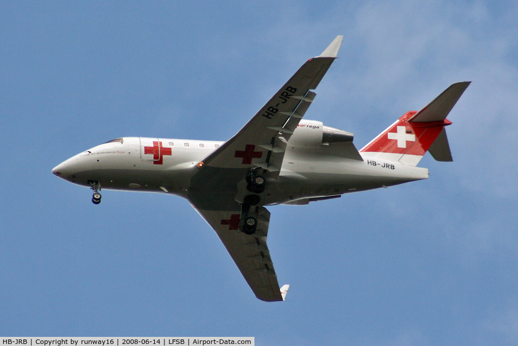 HB-JRB, 2002 Bombardier Challenger 604 (CL-600-2B16) C/N 5530, Swiss Air Rescue landing rwy 34