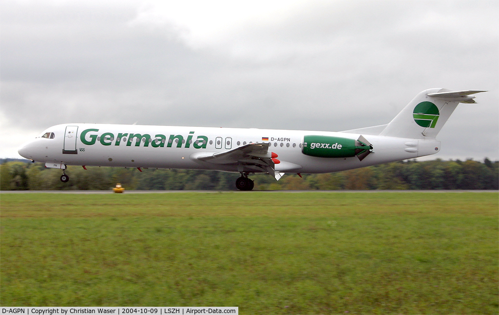 D-AGPN, 1991 Fokker 100 (F-28-0100) C/N 11333, GEXX