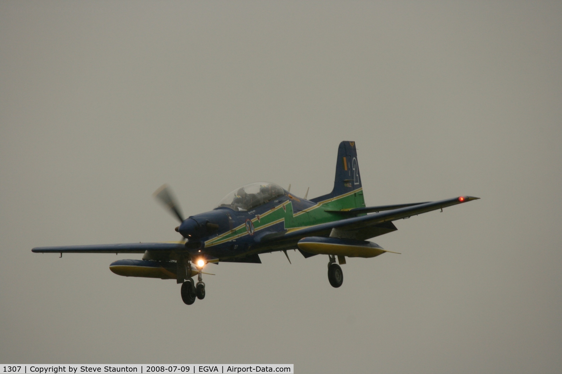 1307, Embraer T-27 Tucano (EMB-312) C/N 312011, Taken at the Royal International Air Tattoo 2008 during arrivals and departures (show days cancelled due to bad weather)