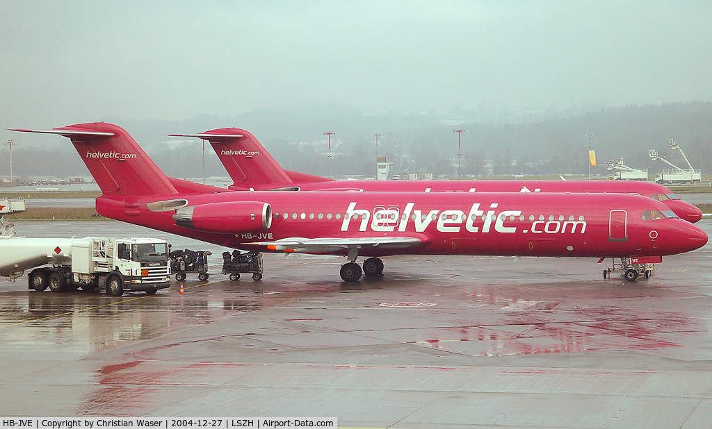 HB-JVE, 1993 Fokker 100 (F-28-0100) C/N 11459, Helvetic