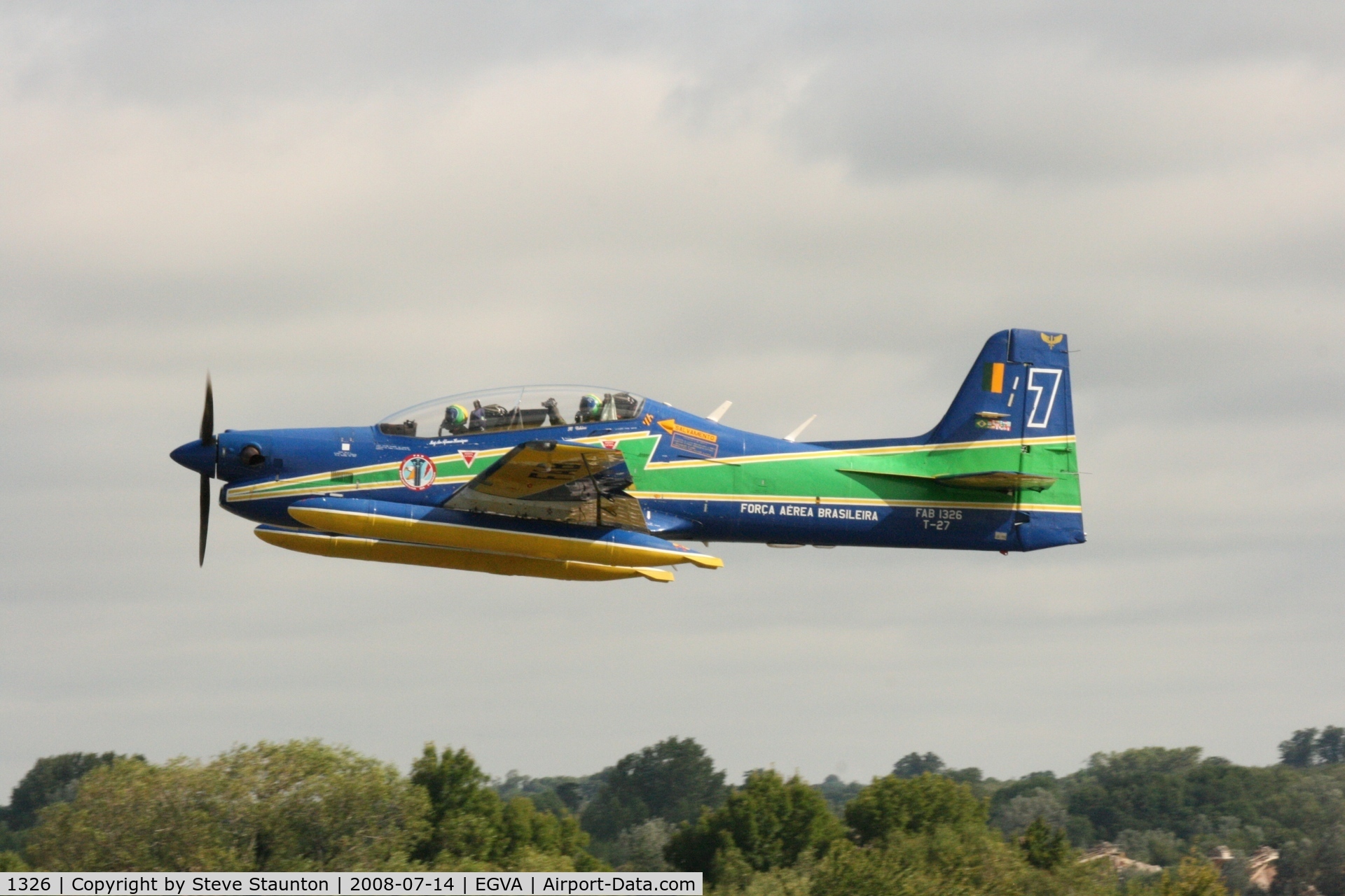 1326, Embraer T-27 Tucano (EMB-312) C/N 312030, Taken at the Royal International Air Tattoo 2008 during arrivals and departures (show days cancelled due to bad weather)