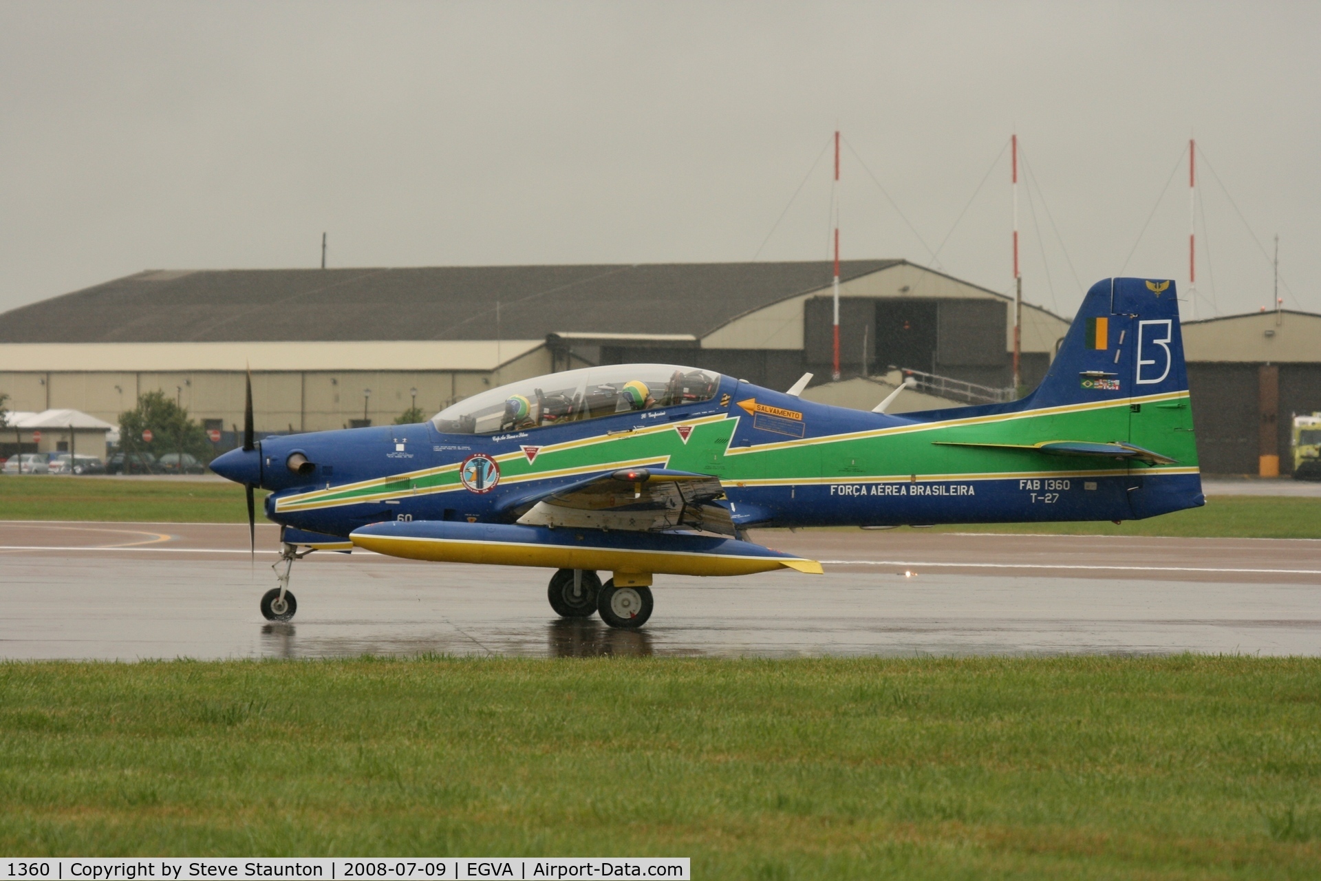 1360, Embraer T-27 Tucano (EMB-312) C/N 312074, Taken at the Royal International Air Tattoo 2008 during arrivals and departures (show days cancelled due to bad weather)