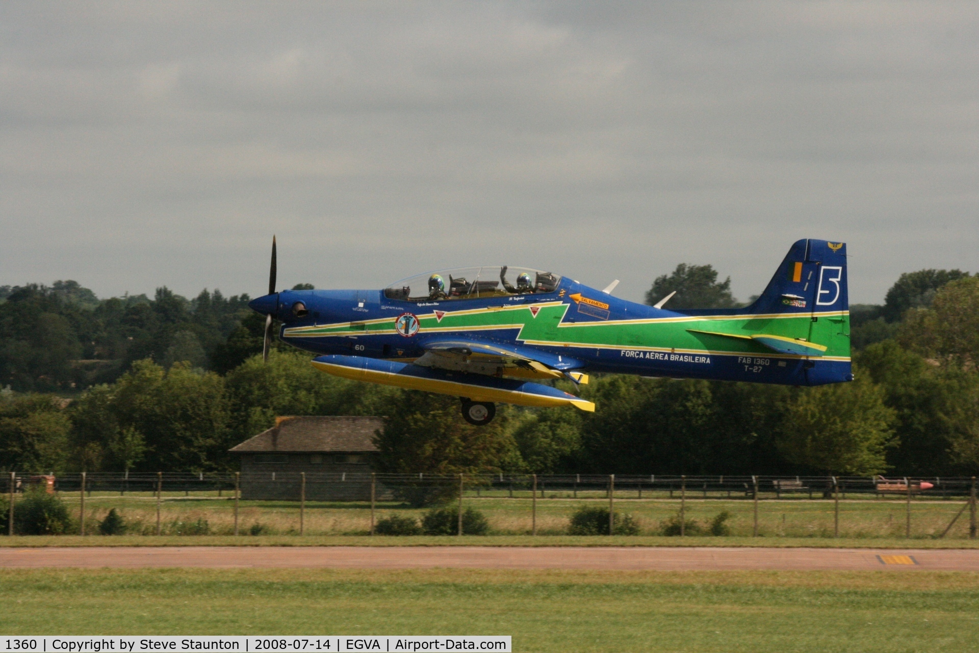 1360, Embraer T-27 Tucano (EMB-312) C/N 312074, Taken at the Royal International Air Tattoo 2008 during arrivals and departures (show days cancelled due to bad weather)