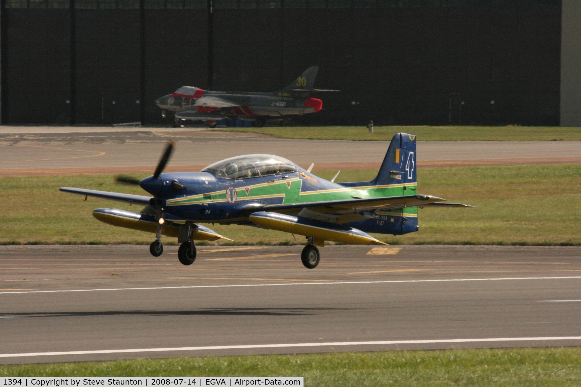 1394, Embraer T-27 Tucano (EMB-312) C/N 312145, Taken at the Royal International Air Tattoo 2008 during arrivals and departures (show days cancelled due to bad weather)