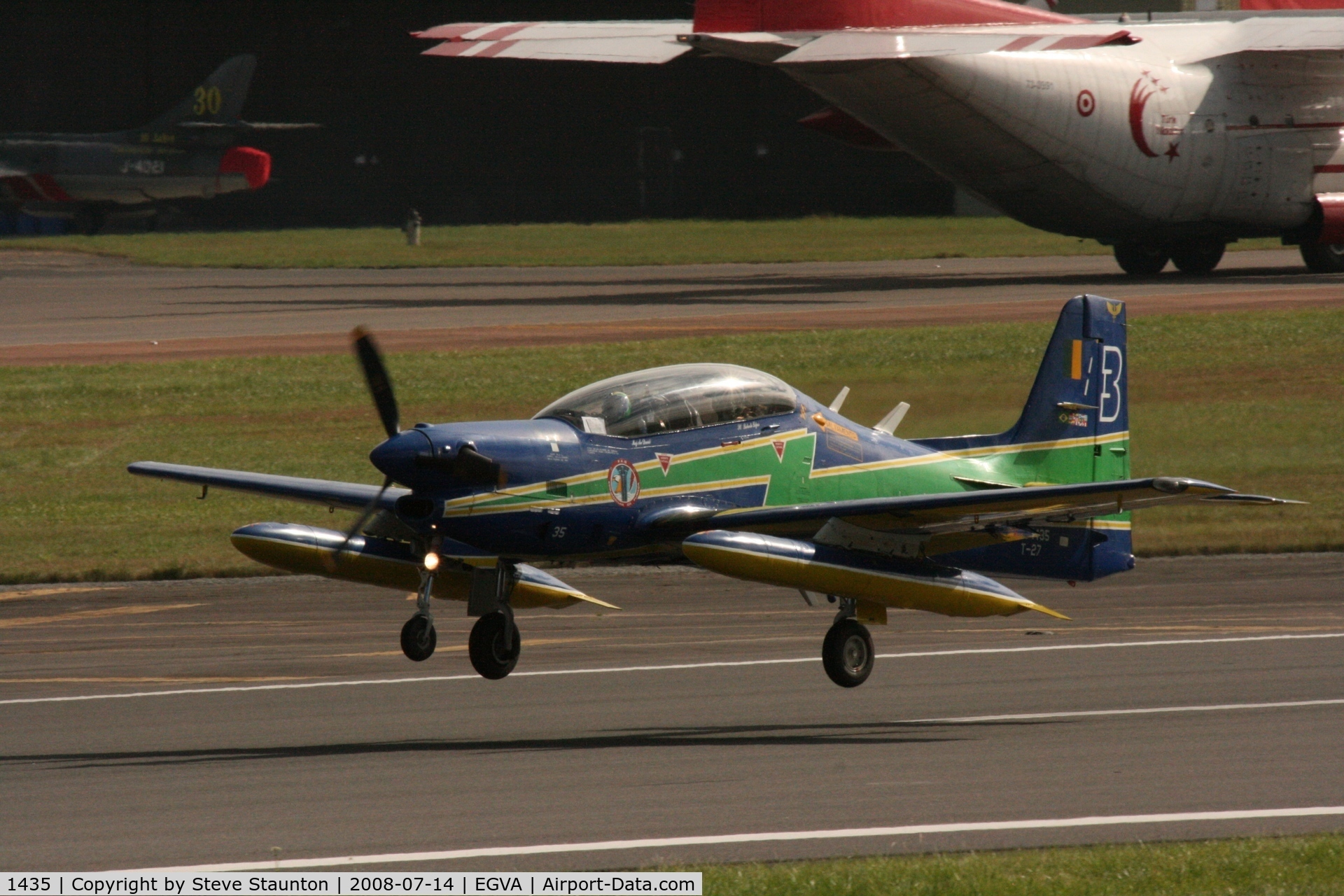 1435, Embraer T-27 Tucano (EMB-312) C/N 312395, Taken at the Royal International Air Tattoo 2008 during arrivals and departures (show days cancelled due to bad weather)