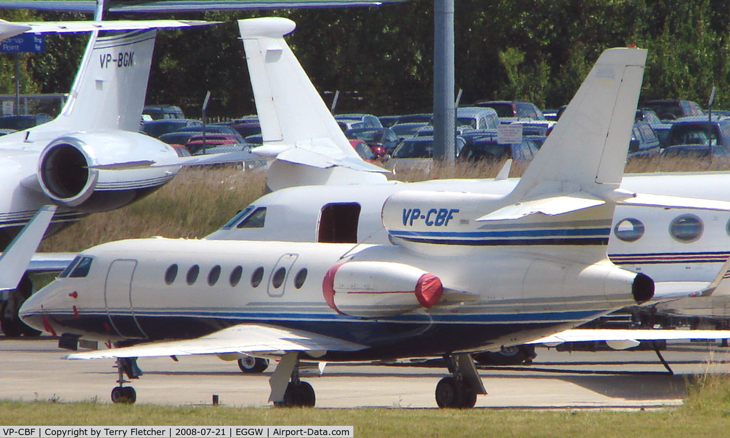 VP-CBF, Dassault Falcon 50E C/N 311, Dassault Falcon 50 at Luton