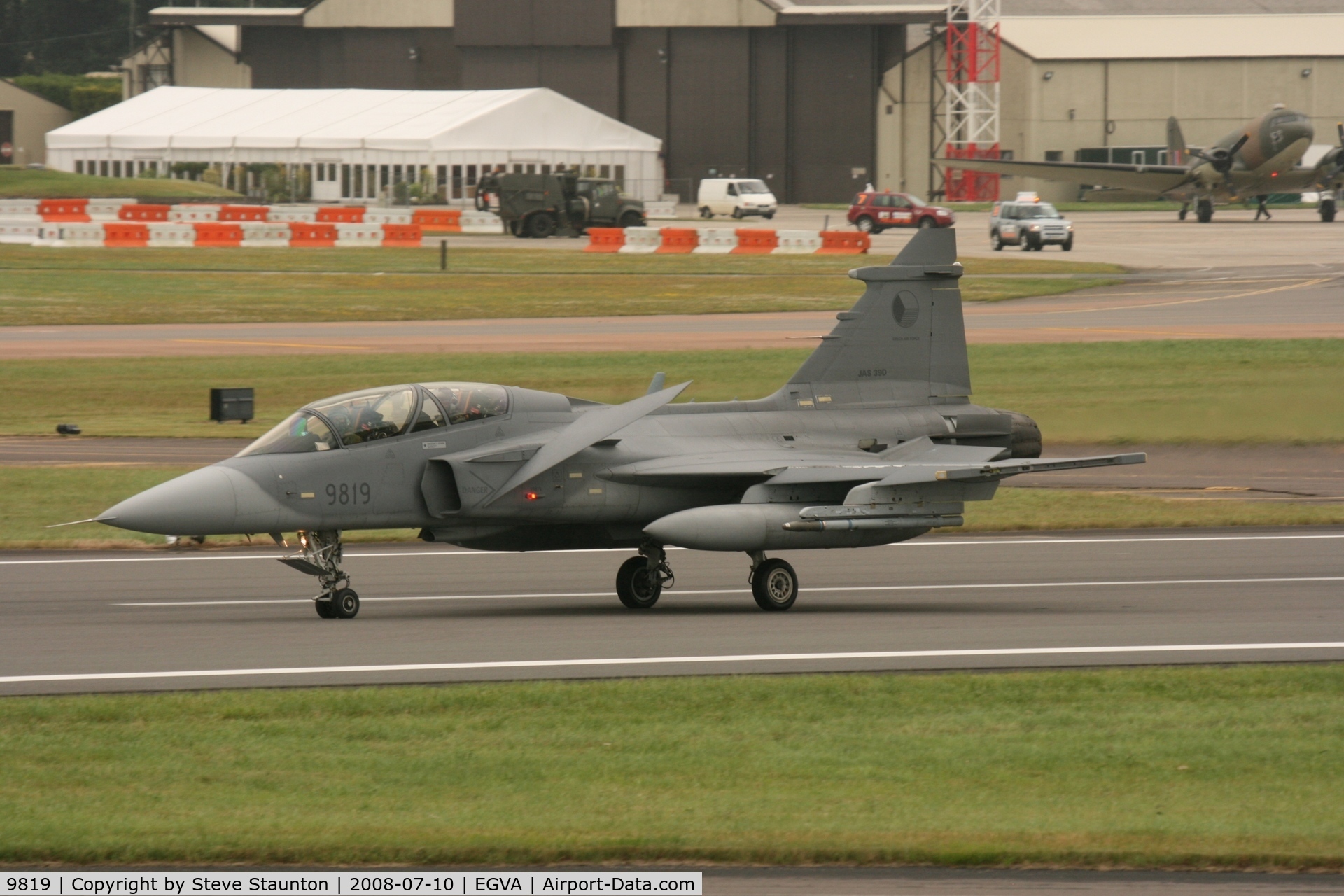 9819, Saab JAS-39D Gripen C/N 39819, Taken at the Royal International Air Tattoo 2008 during arrivals and departures (show days cancelled due to bad weather)