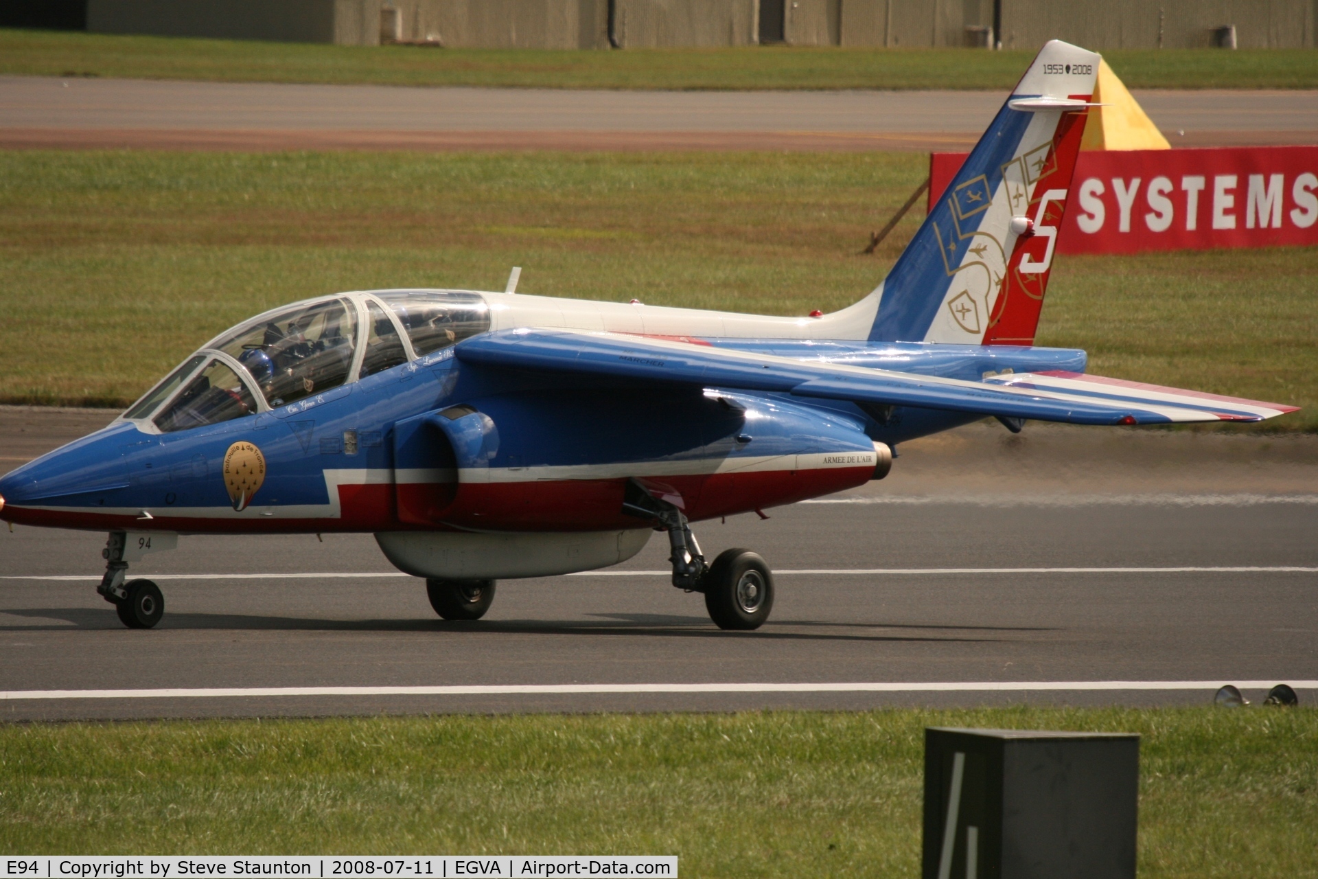 E94, Dassault-Dornier Alpha Jet E C/N E94, Taken at the Royal International Air Tattoo 2008 during arrivals and departures (show days cancelled due to bad weather)