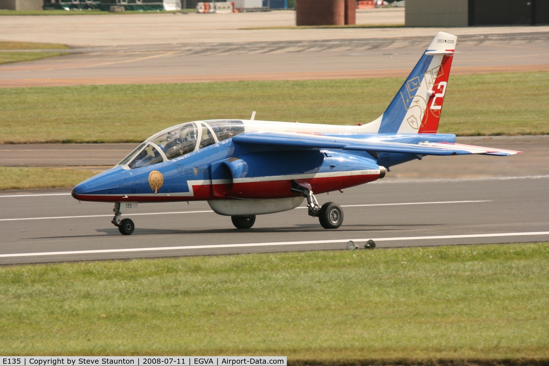 E135, Dassault-Dornier Alpha Jet E C/N E135, Taken at the Royal International Air Tattoo 2008 during arrivals and departures (show days cancelled due to bad weather)