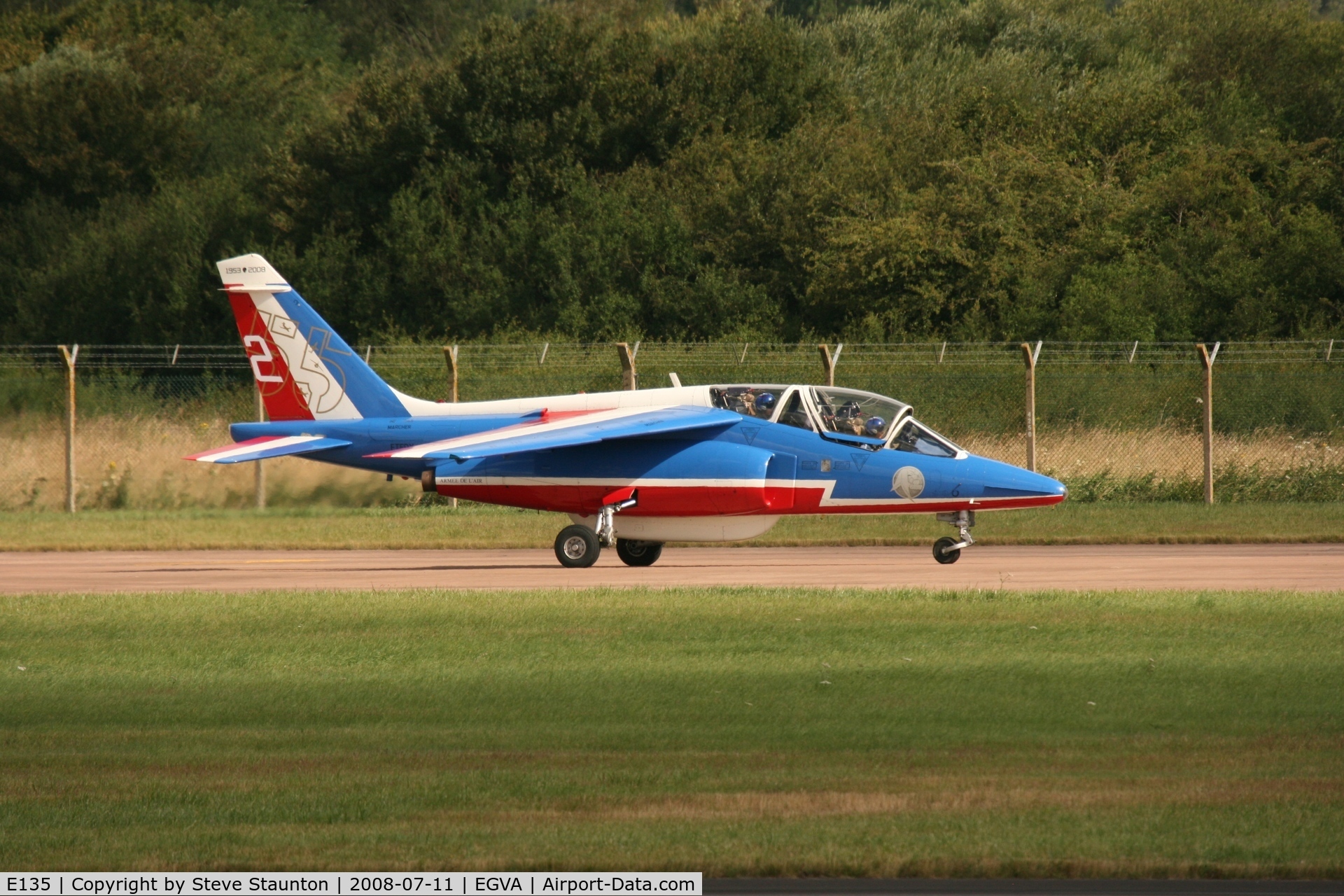 E135, Dassault-Dornier Alpha Jet E C/N E135, Taken at the Royal International Air Tattoo 2008 during arrivals and departures (show days cancelled due to bad weather)