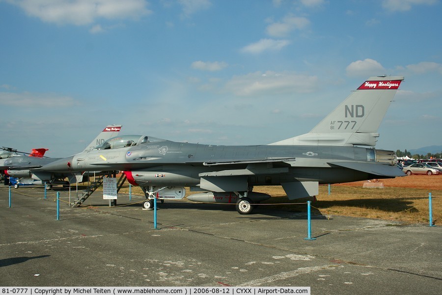 81-0777, 1981 General Dynamics F-16A Fighting Falcon C/N 61-458, 178th Fighter Squadron / 119th Fighter Wing , North Dakota ANG
