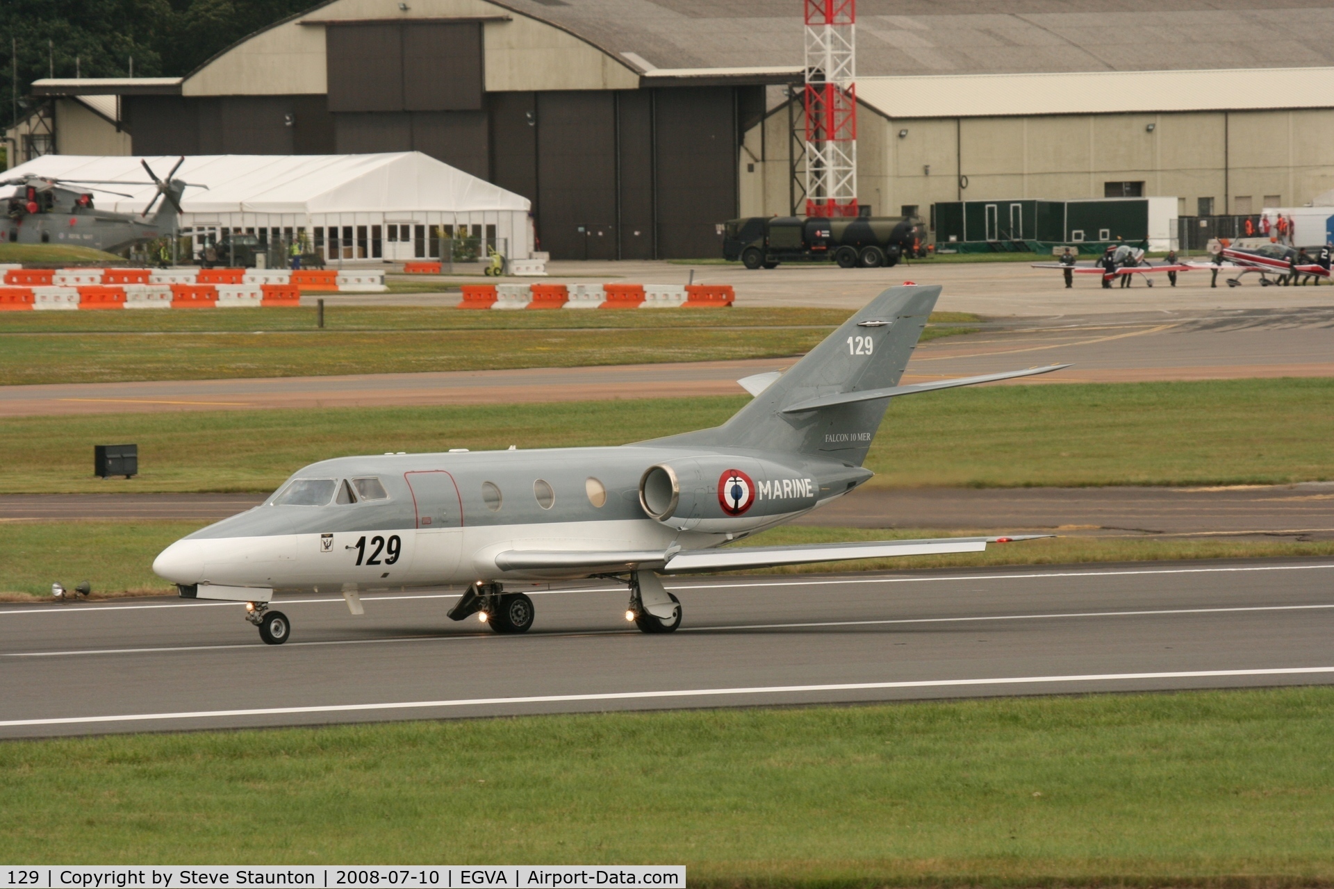 129, 1978 Dassault Falcon 10MER C/N 129, Taken at the Royal International Air Tattoo 2008 during arrivals and departures (show days cancelled due to bad weather)