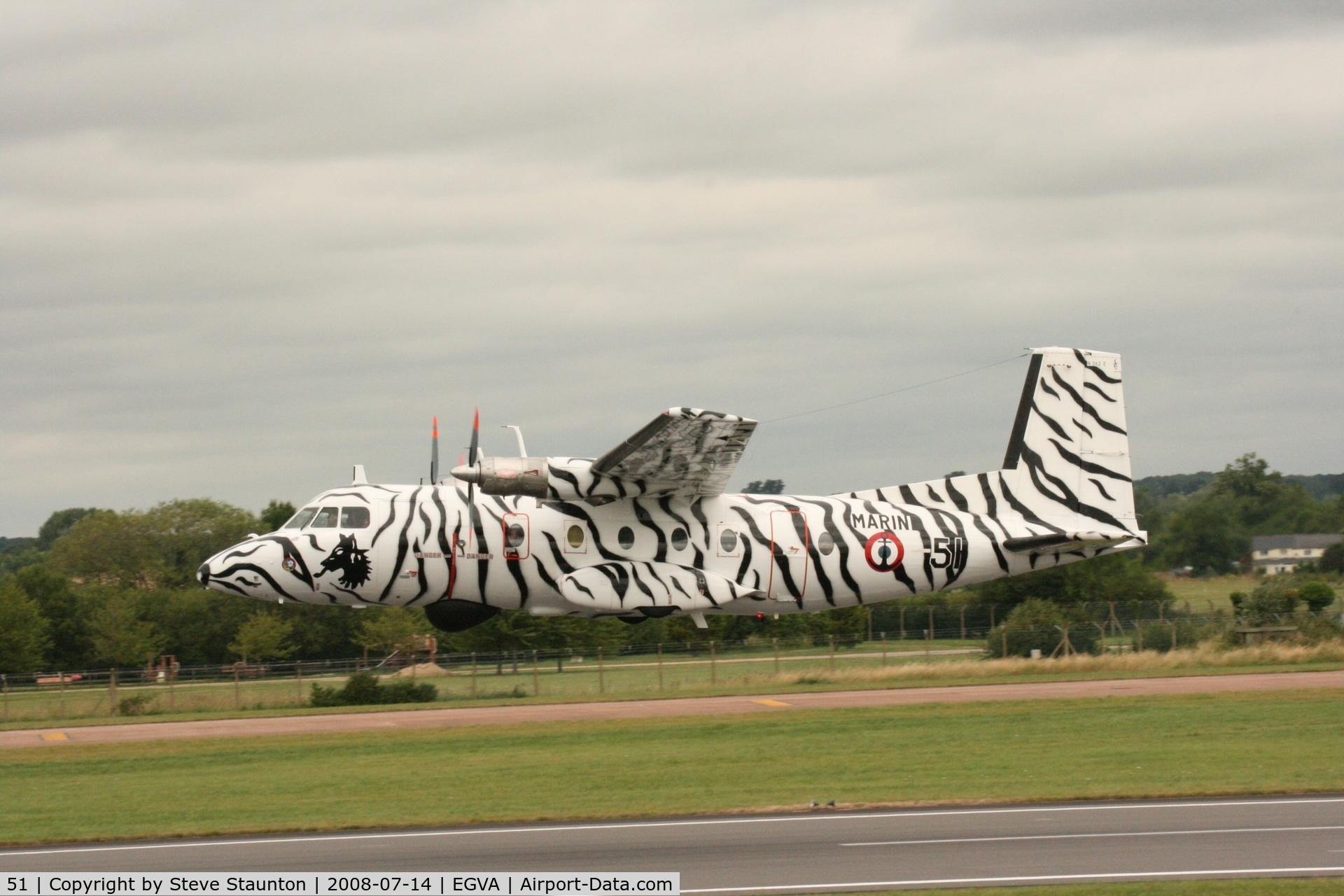 51, 1969 Aerospatiale N-262A-34 Fregate C/N 51, Taken at the Royal International Air Tattoo 2008 during arrivals and departures (show days cancelled due to bad weather)