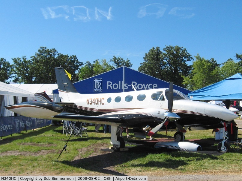N340HC, 1979 Cessna 340A C/N 340A0638, On display with Rolls Royce engine conversion at Airventure 2008 - Oshkosh, WI
