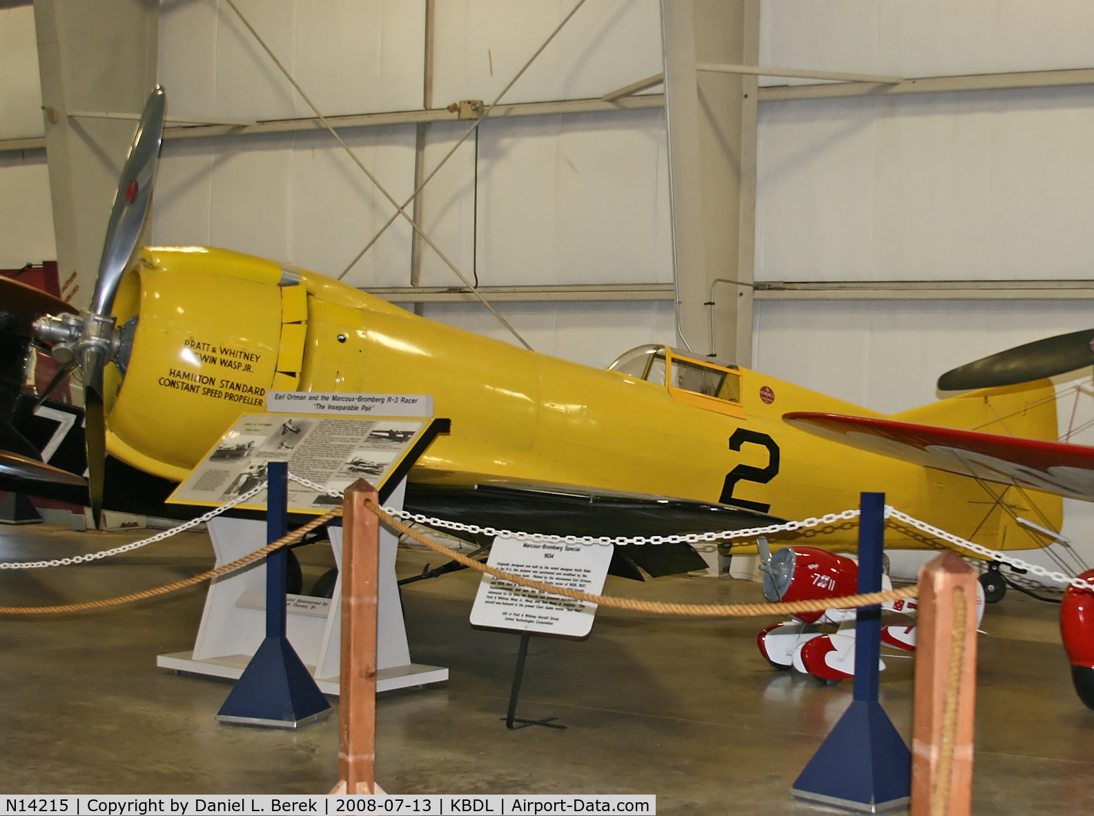 N14215, 1934 Rider Keith R-3 C/N A1, With a Gee Bee and a Laird Solution for company, this aerial hot rod shows off her bright plumage at the New England Air Museum.