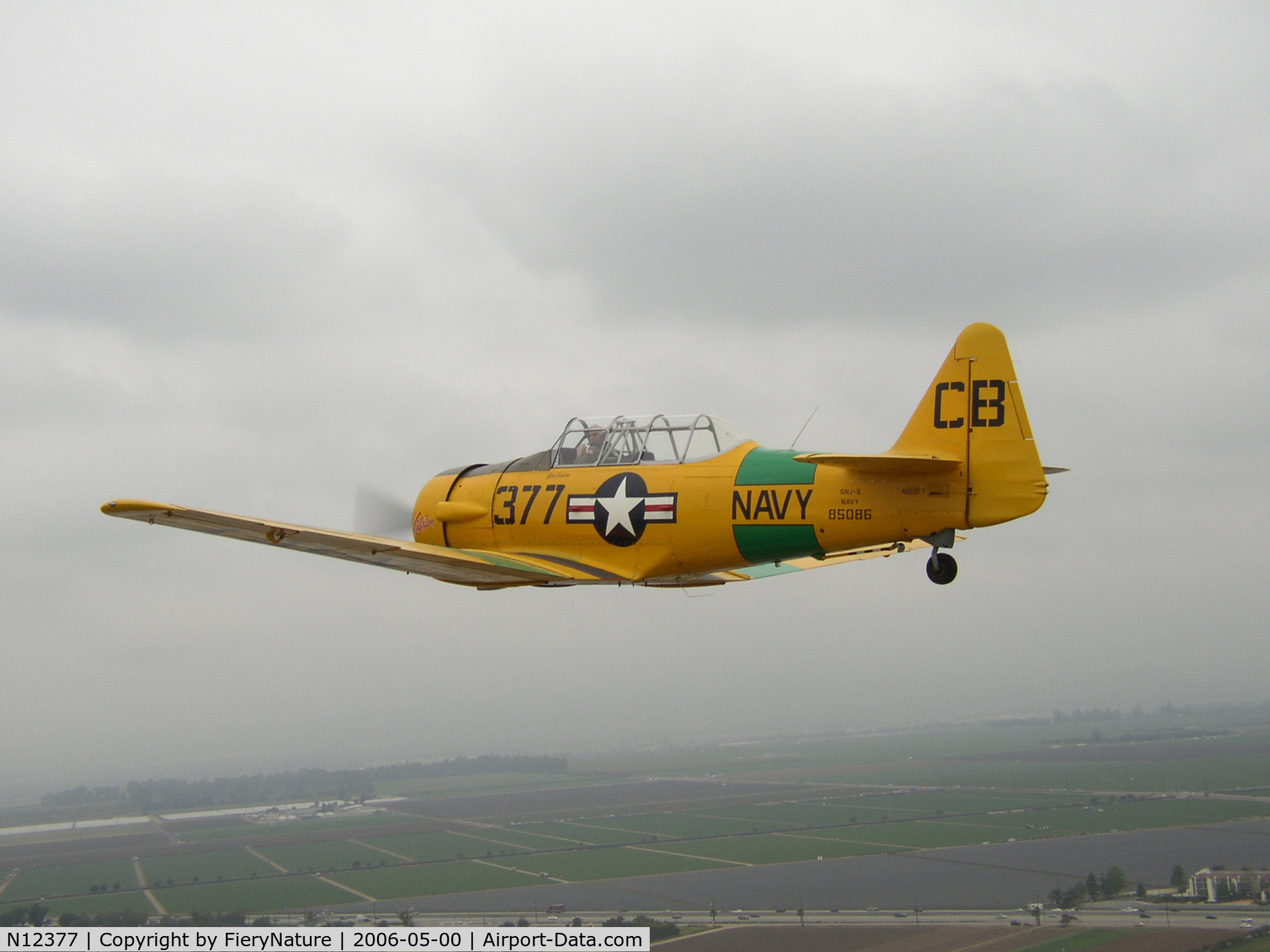 N12377, North American SNJ-5 Texan Texan C/N 85086, Formation flight over Santa Paula
