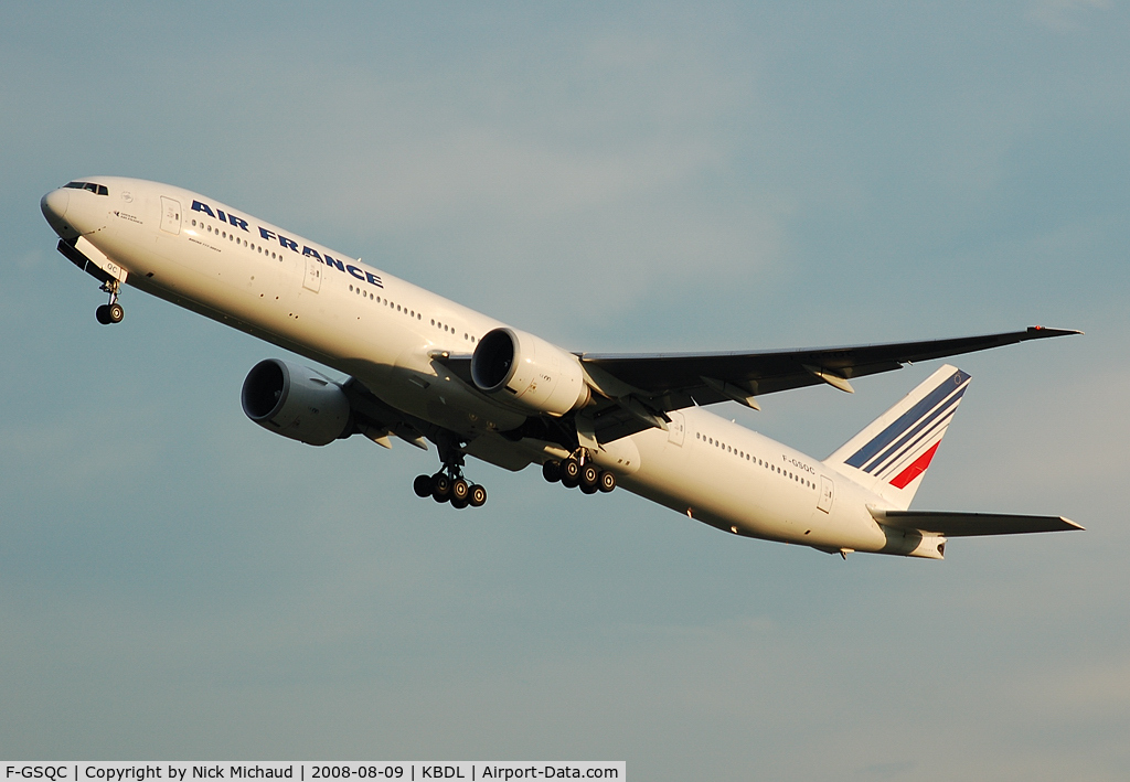 F-GSQC, 2004 Boeing 777-328/ER C/N 32727, Air France 06 taking off of runway 06. Headed to JFK