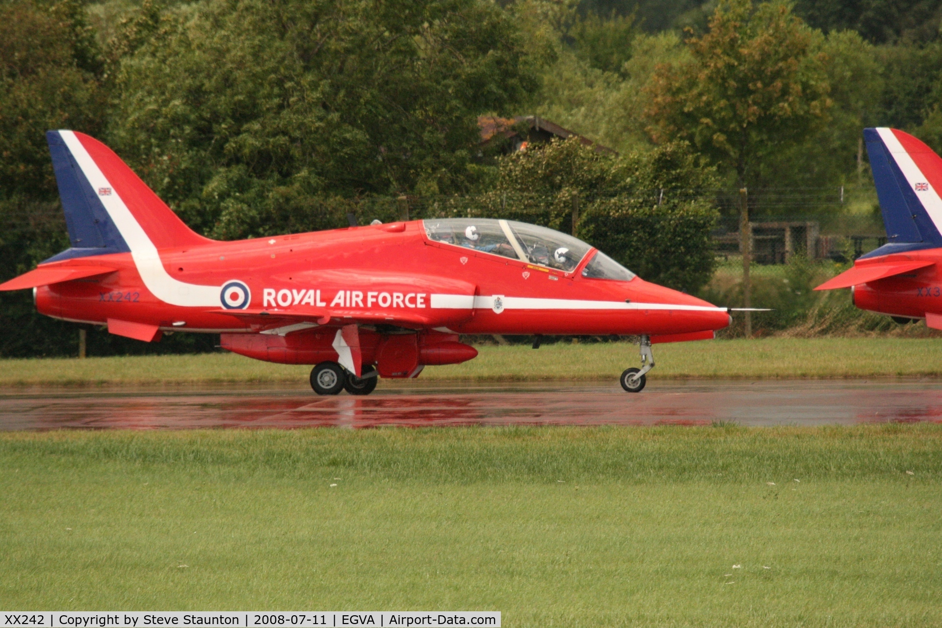 XX242, 1978 Hawker Siddeley Hawk T.1 C/N 078/312078, Taken at the Royal International Air Tattoo 2008 during arrivals and departures (show days cancelled due to bad weather)