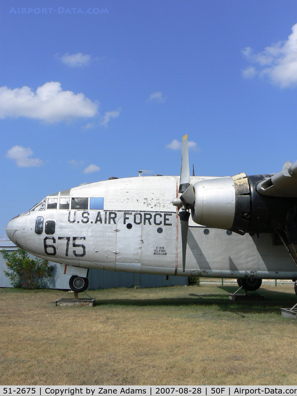 51-2675, 1951 Fairchild C-119G Flying Boxcar C/N 10664, At the Pate Museum of Transportation near Cresson, TX