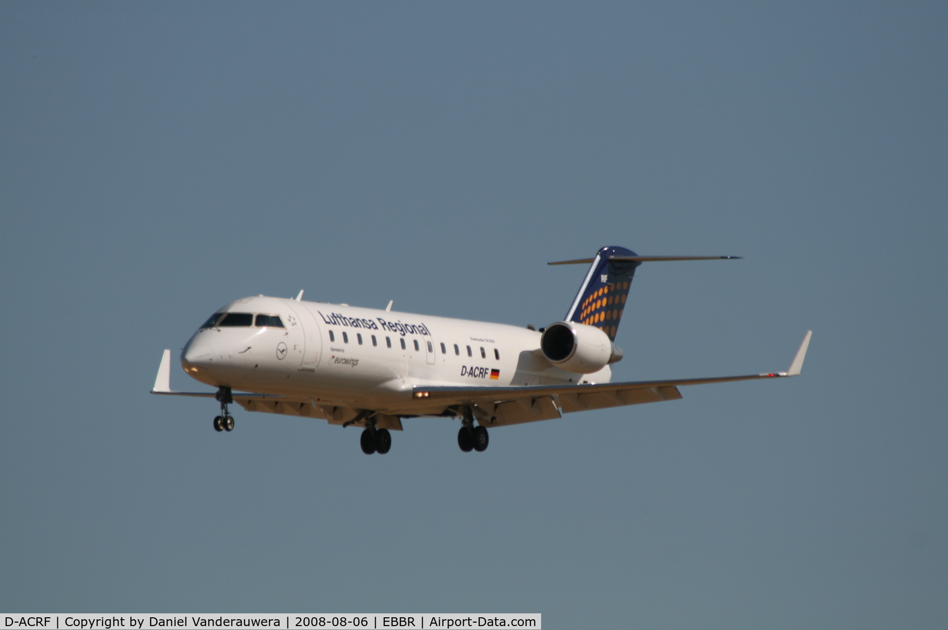 D-ACRF, 2002 Bombardier CRJ-200ER (CL-600-2B19) C/N 7619, arrival of flight LH4656 to rwy 25L