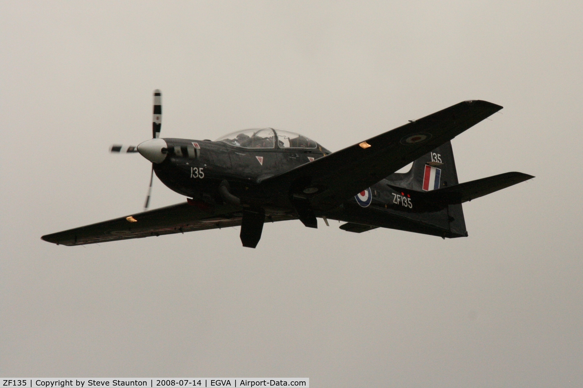 ZF135, 1986 Short S-312 Tucano T1 C/N S001/T1, Taken at the Royal International Air Tattoo 2008 during arrivals and departures (show days cancelled due to bad weather)