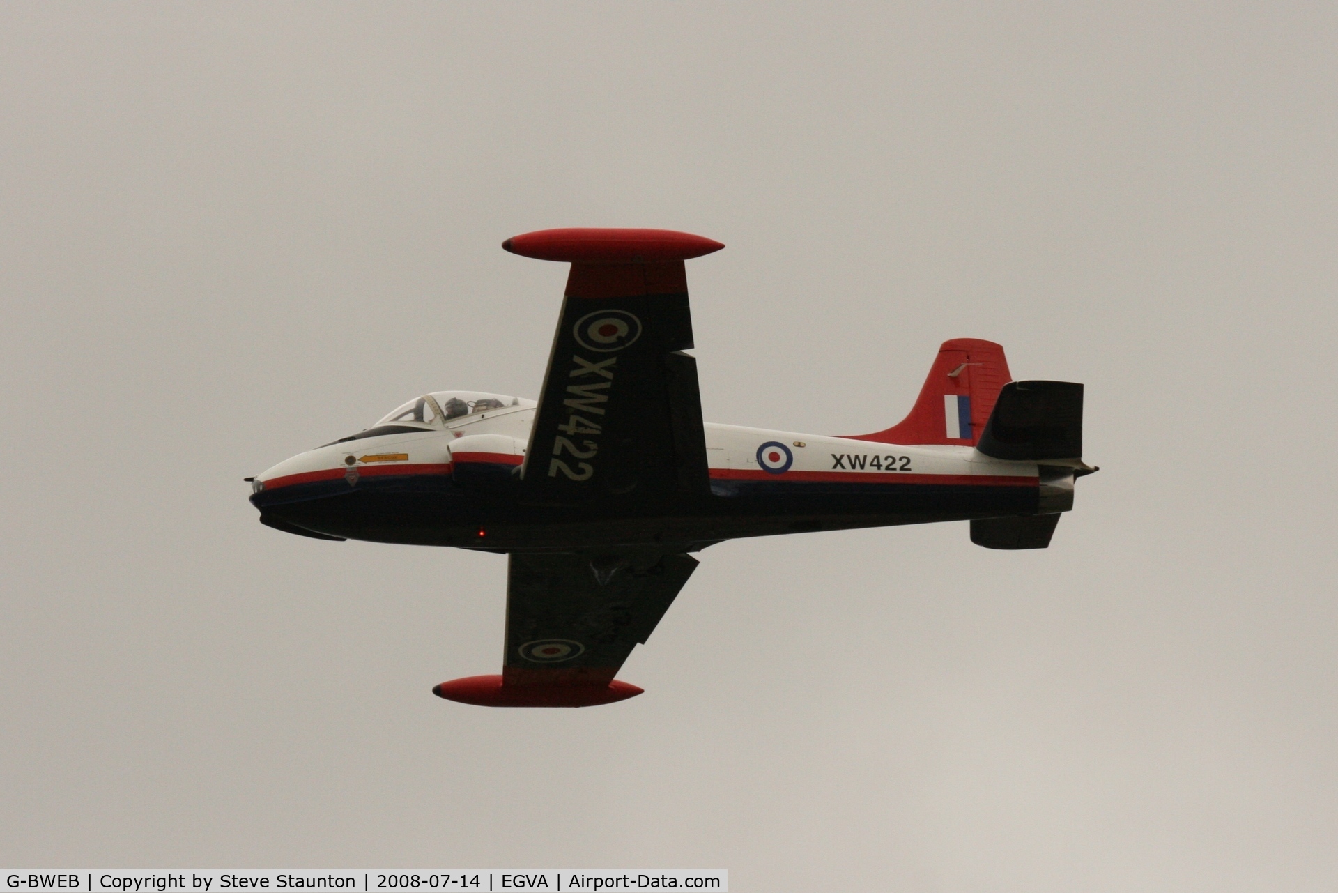 G-BWEB, 1971 BAC 84 Jet Provost T.5A C/N EEP/JP/1044, Taken at the Royal International Air Tattoo 2008 during arrivals and departures (show days cancelled due to bad weather)